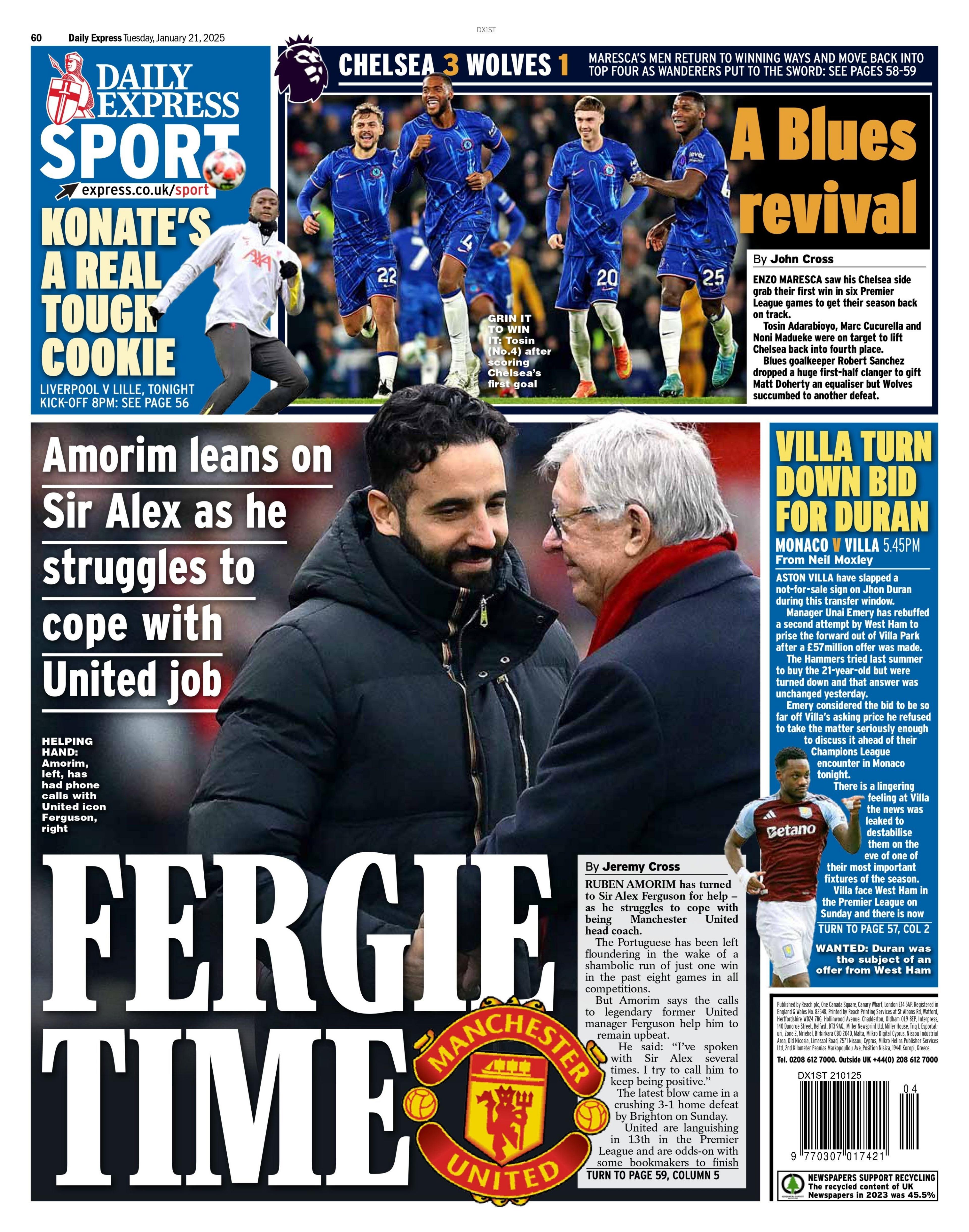 The back page of the Daily Express