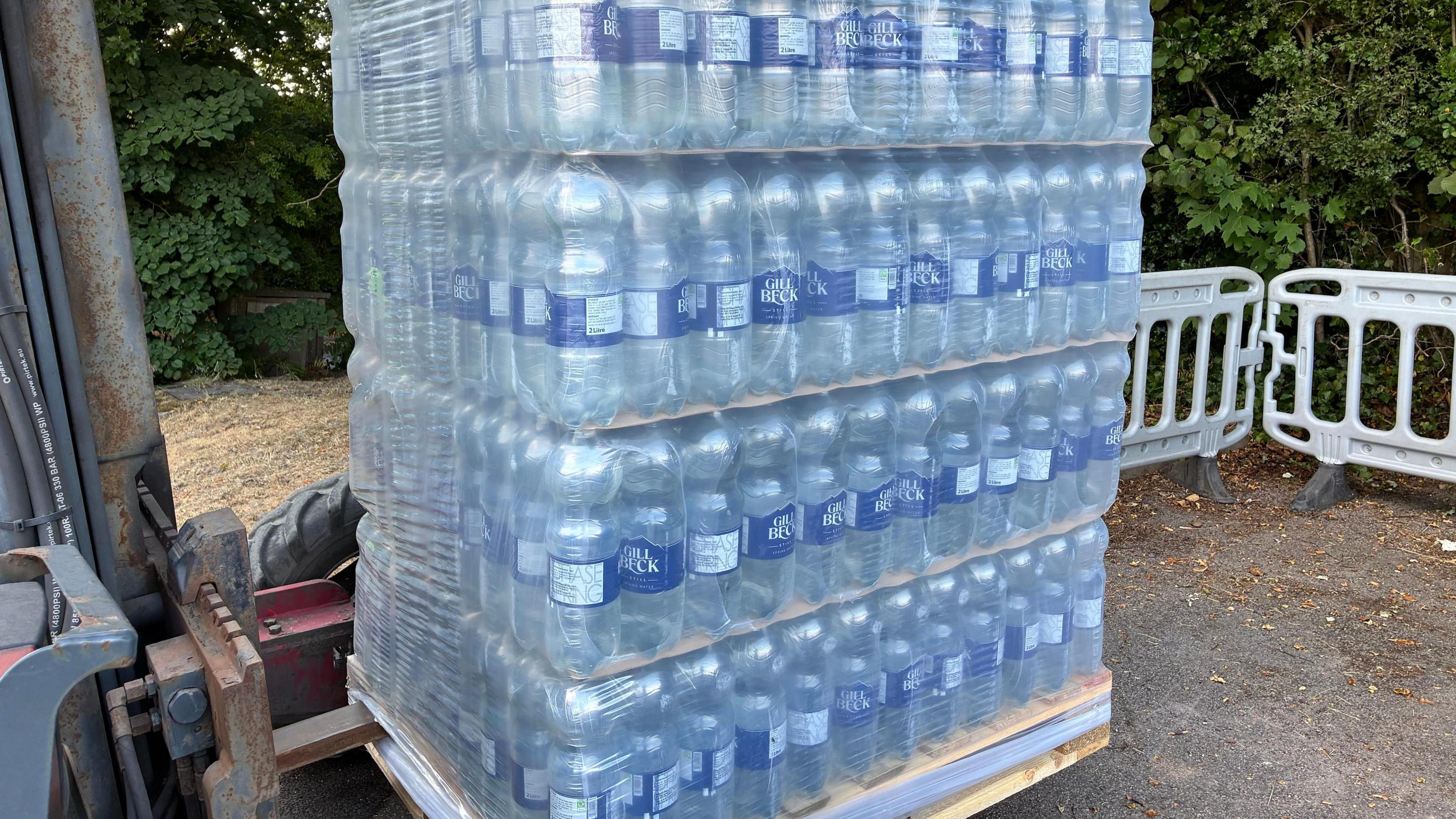 A pile of bottled water