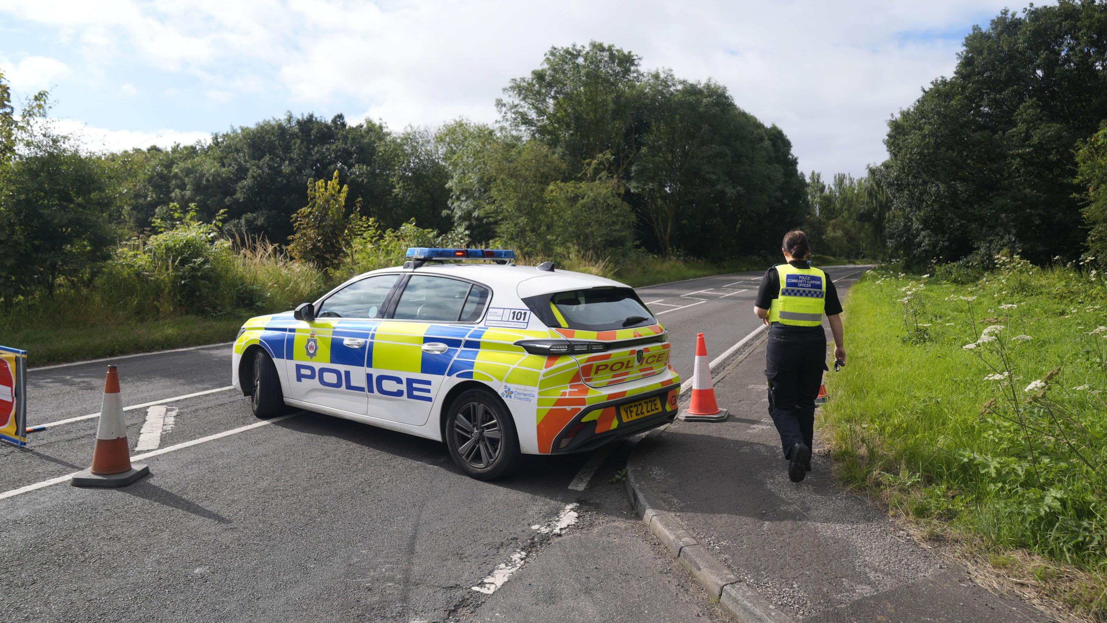 police car on road 