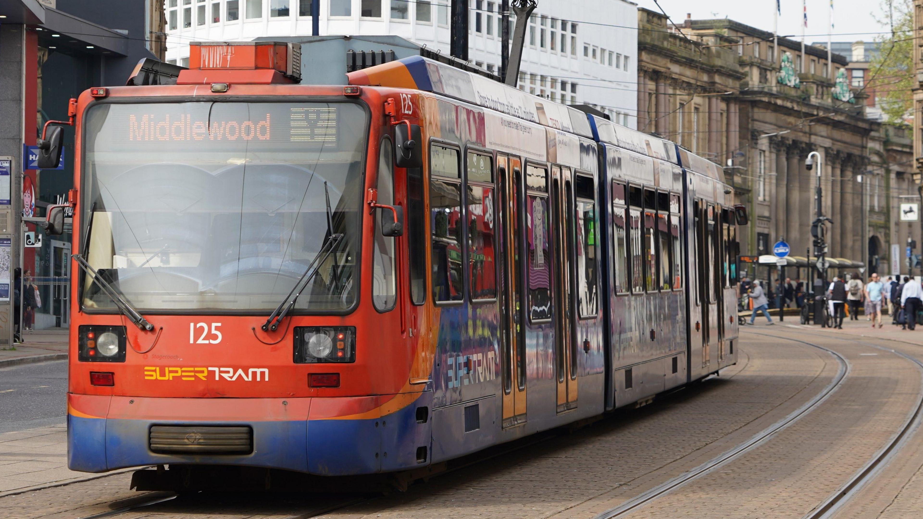 Tram in Sheffield city centre