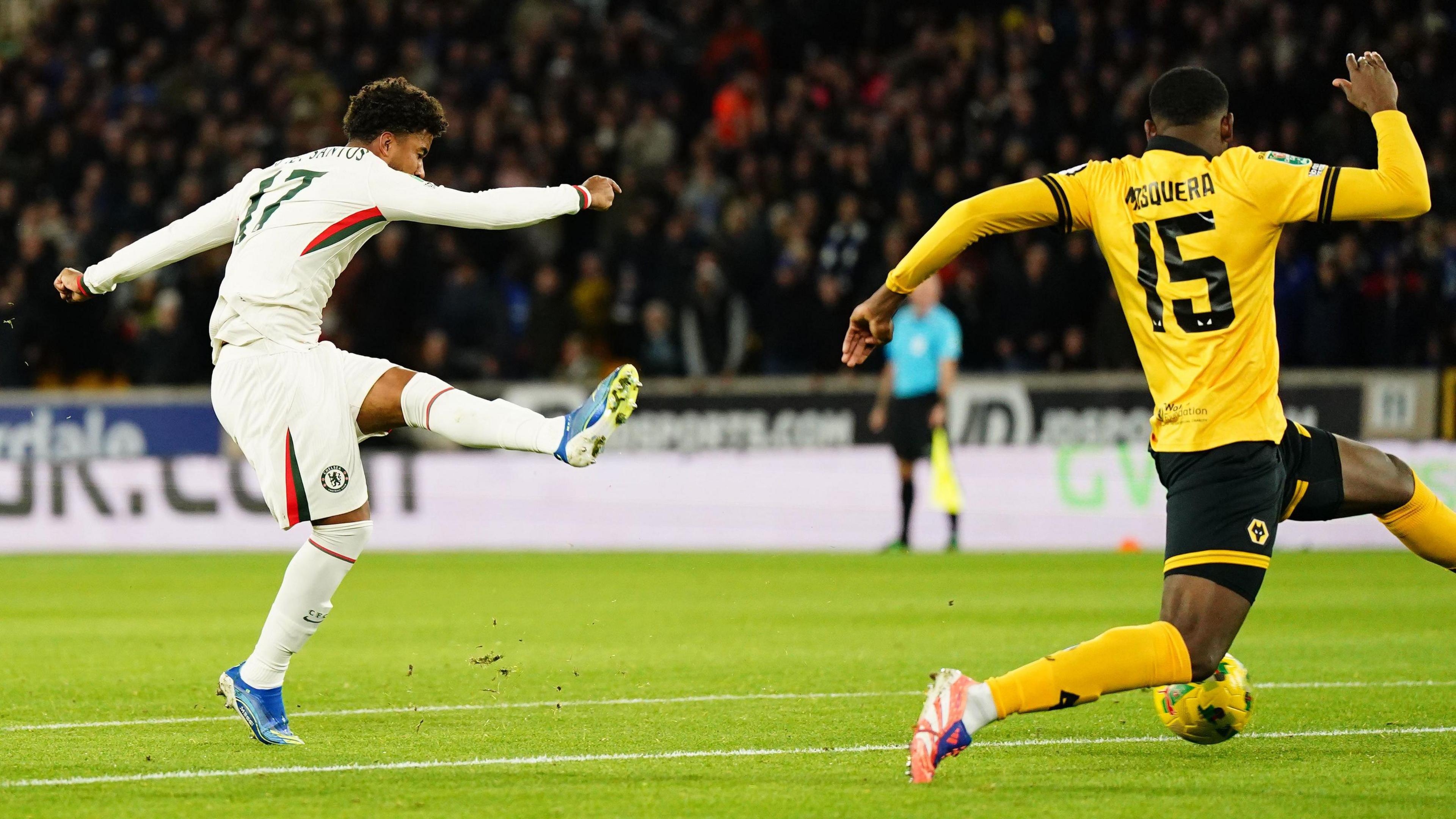 Andrey Santos scores for Chelsea against Wolves