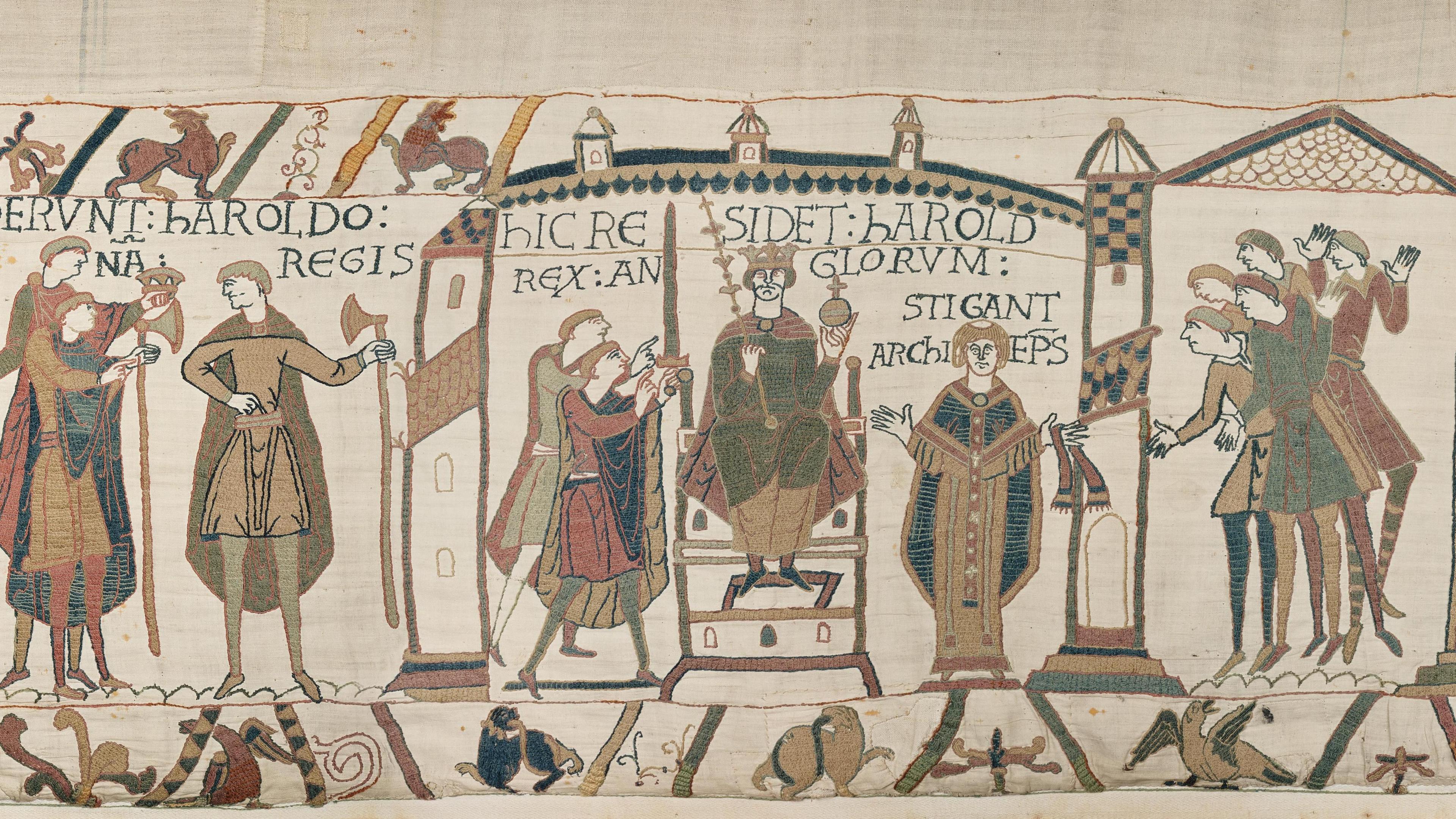 A section of the Bayeux tapestry.