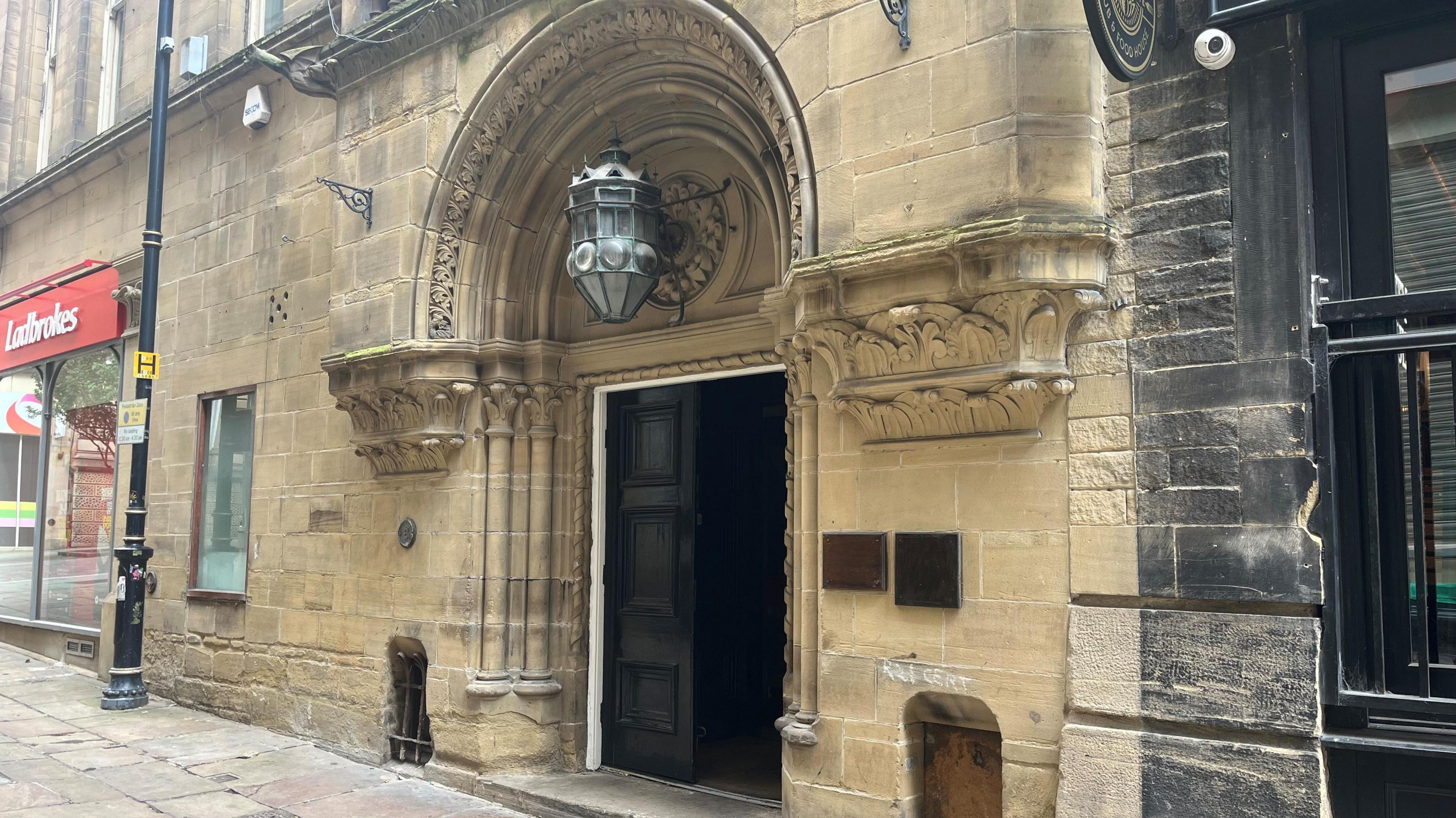 Entrance to an old stone building