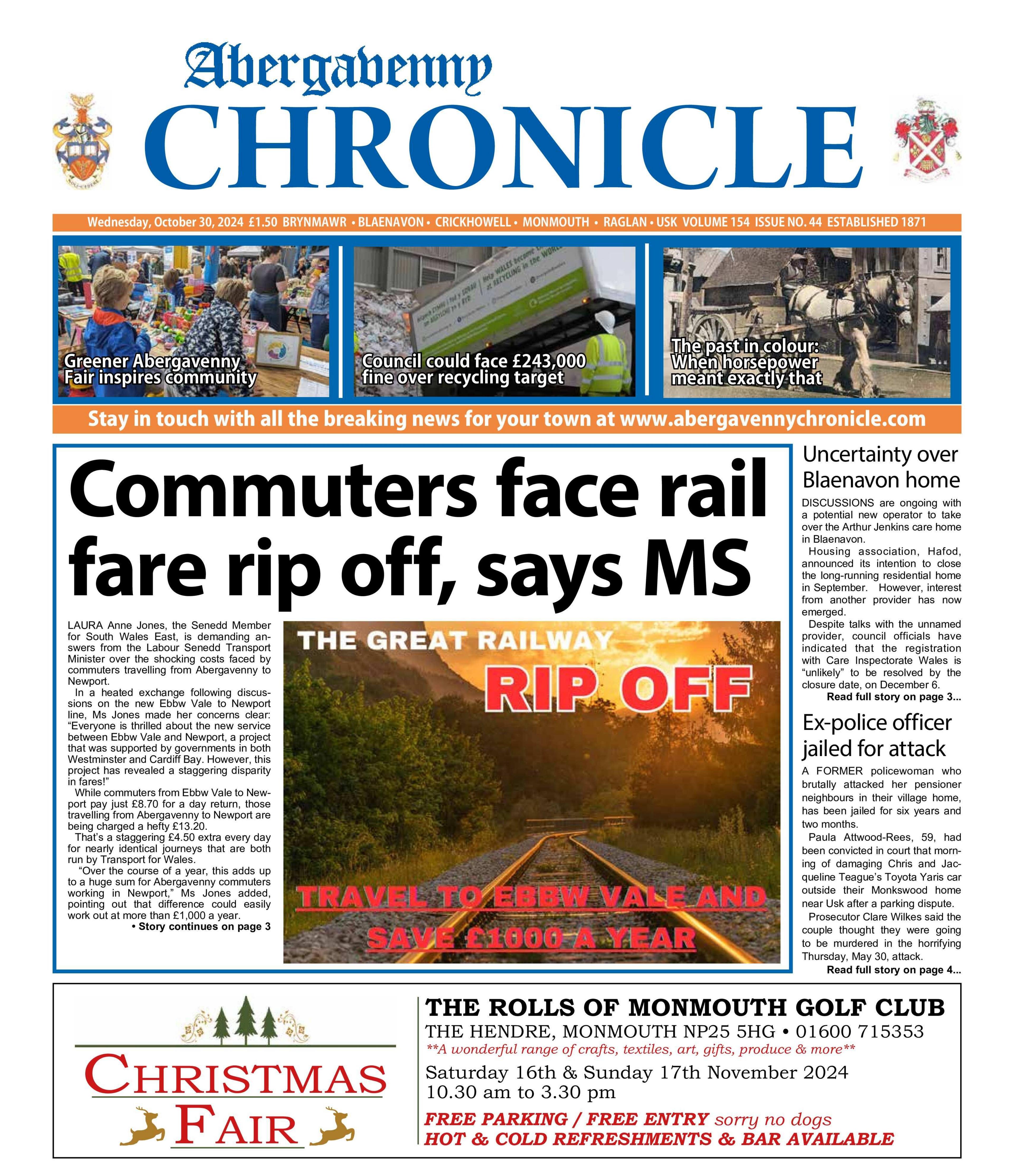 Abergavenny Chronicle front page 