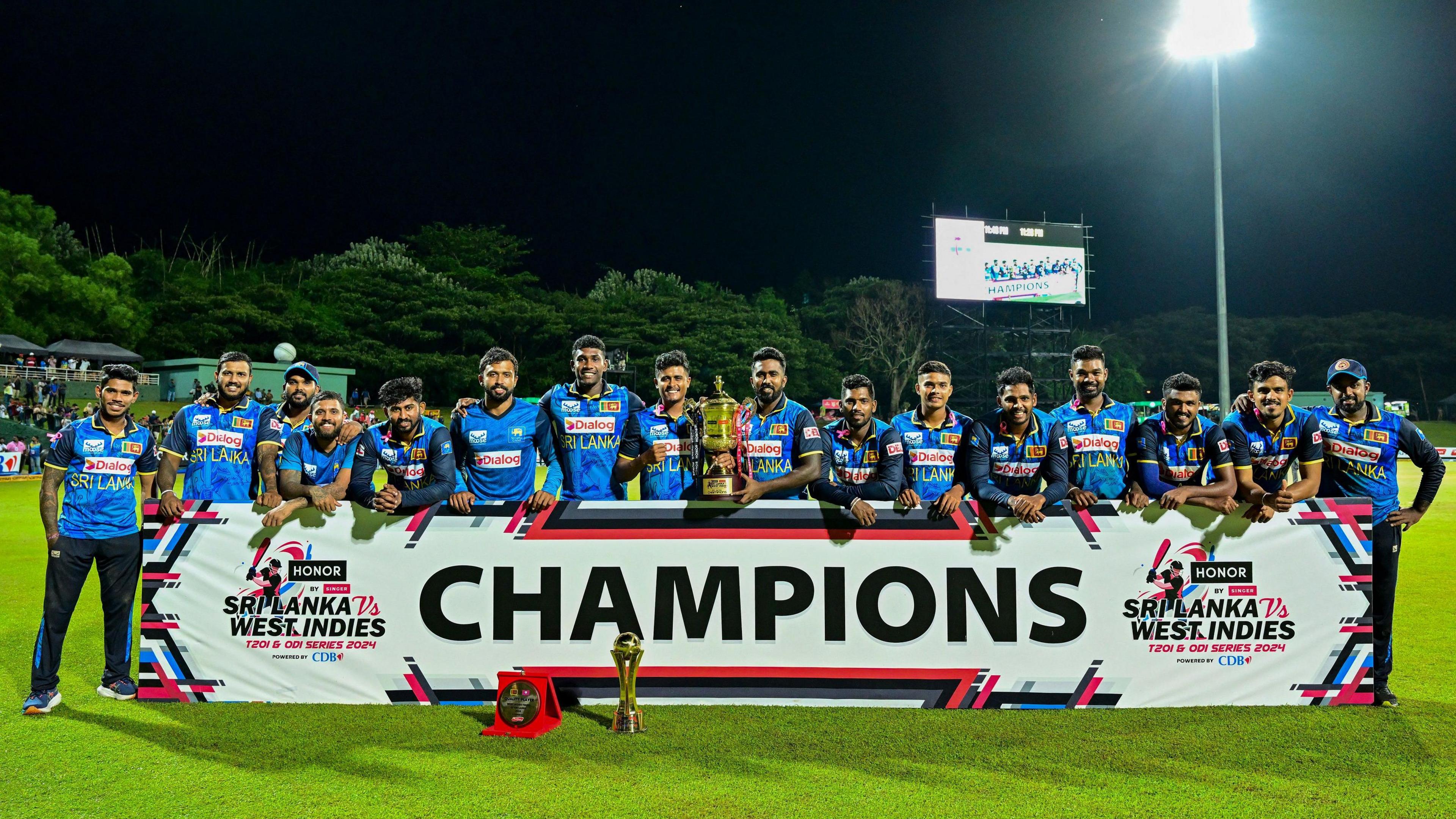 Sri Lanka with the ODI series trophy