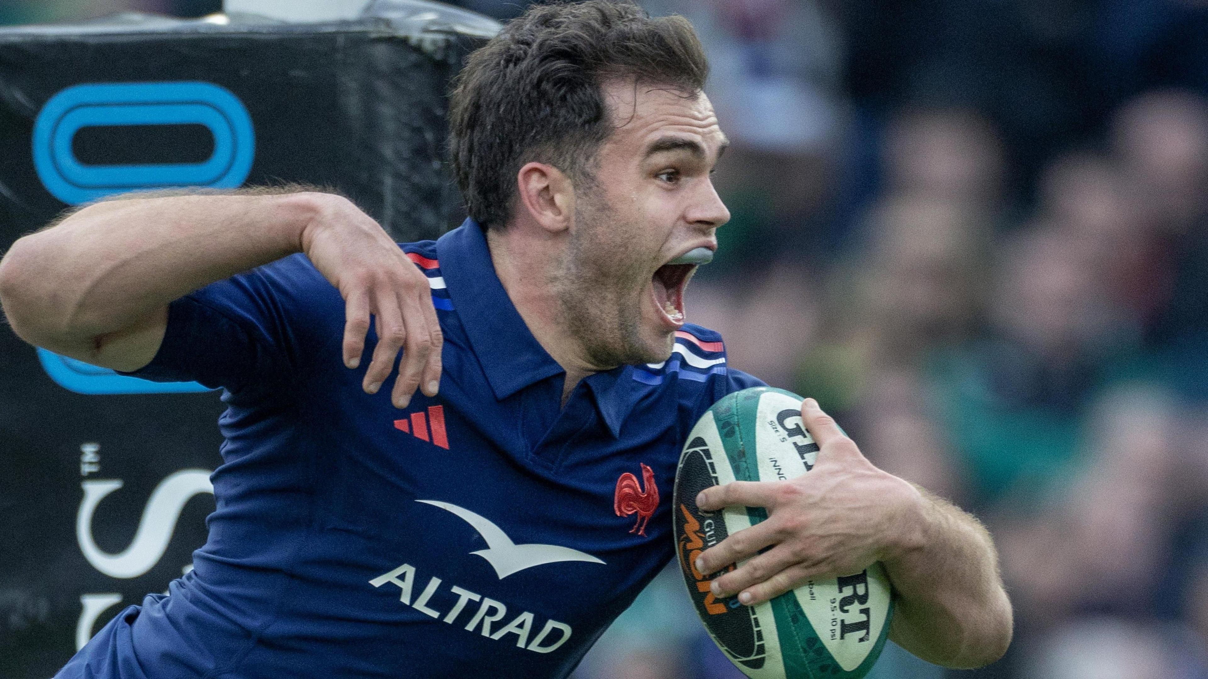 Damian Penaud pictured scoring against Ireland last year 