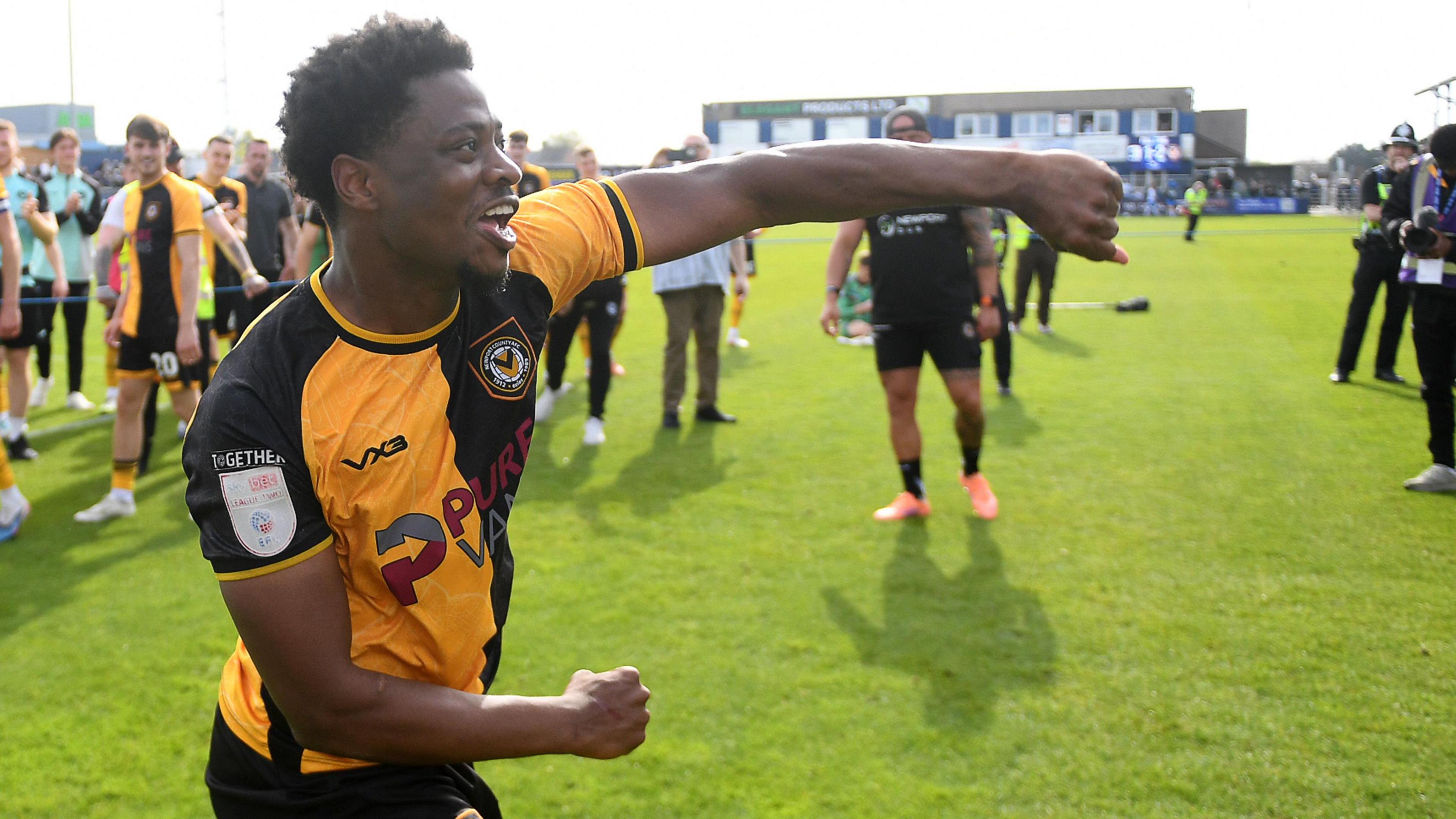 Bobby Kamwa celebrates Newport's survival 