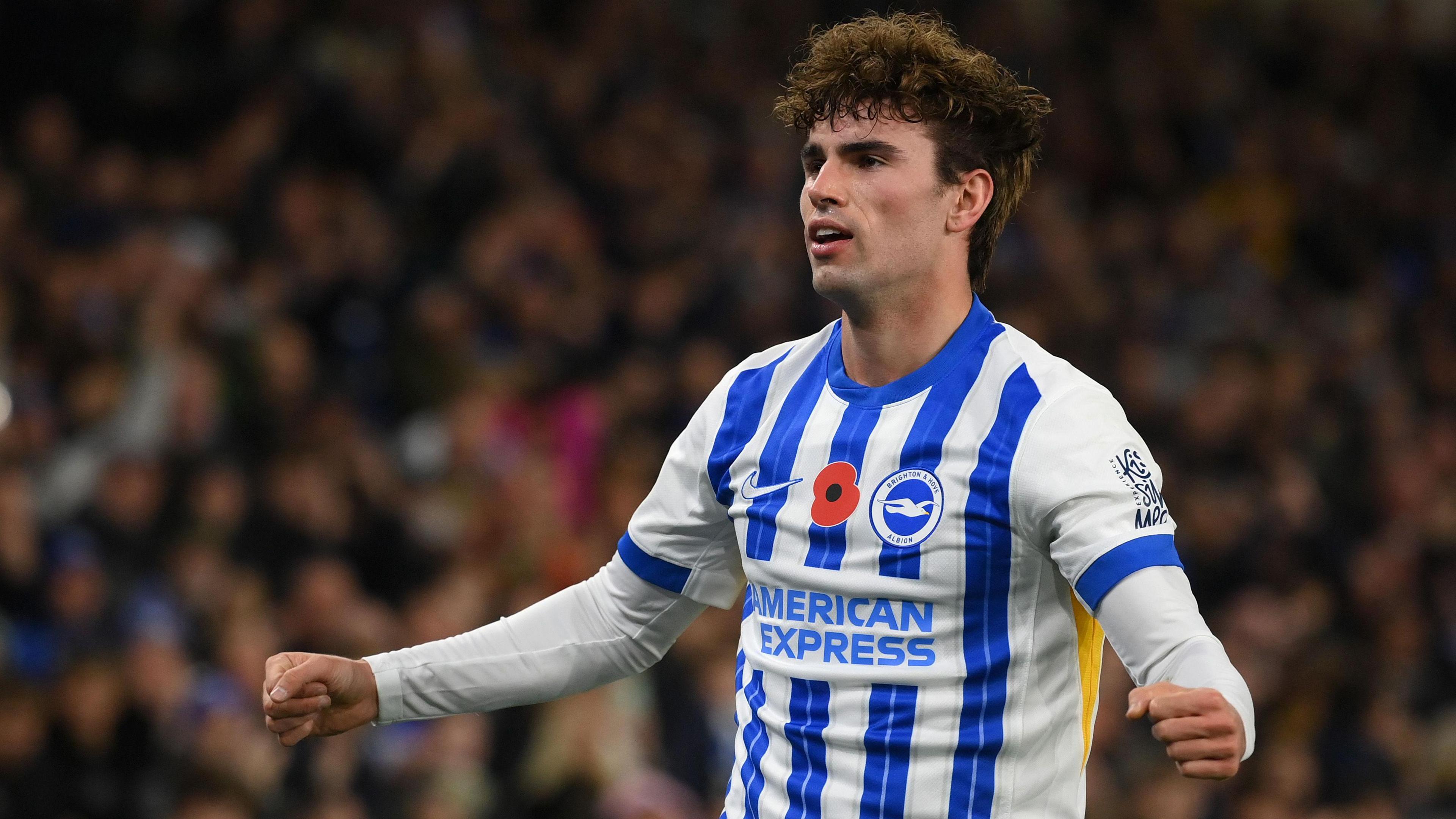 Matt O'Riley celebrates scoring for Brighton against Manchester City