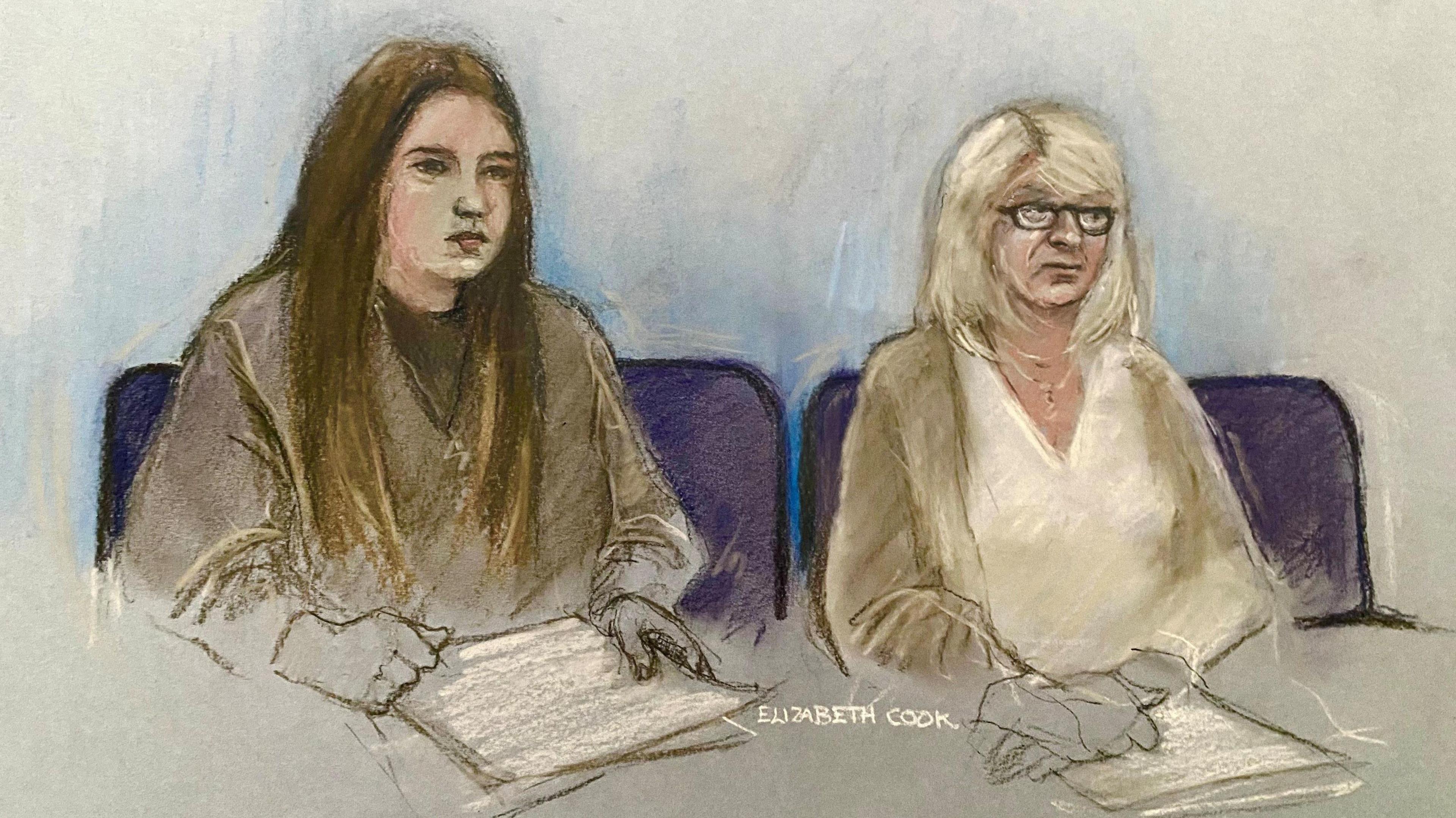 Court sketch of the two defendents