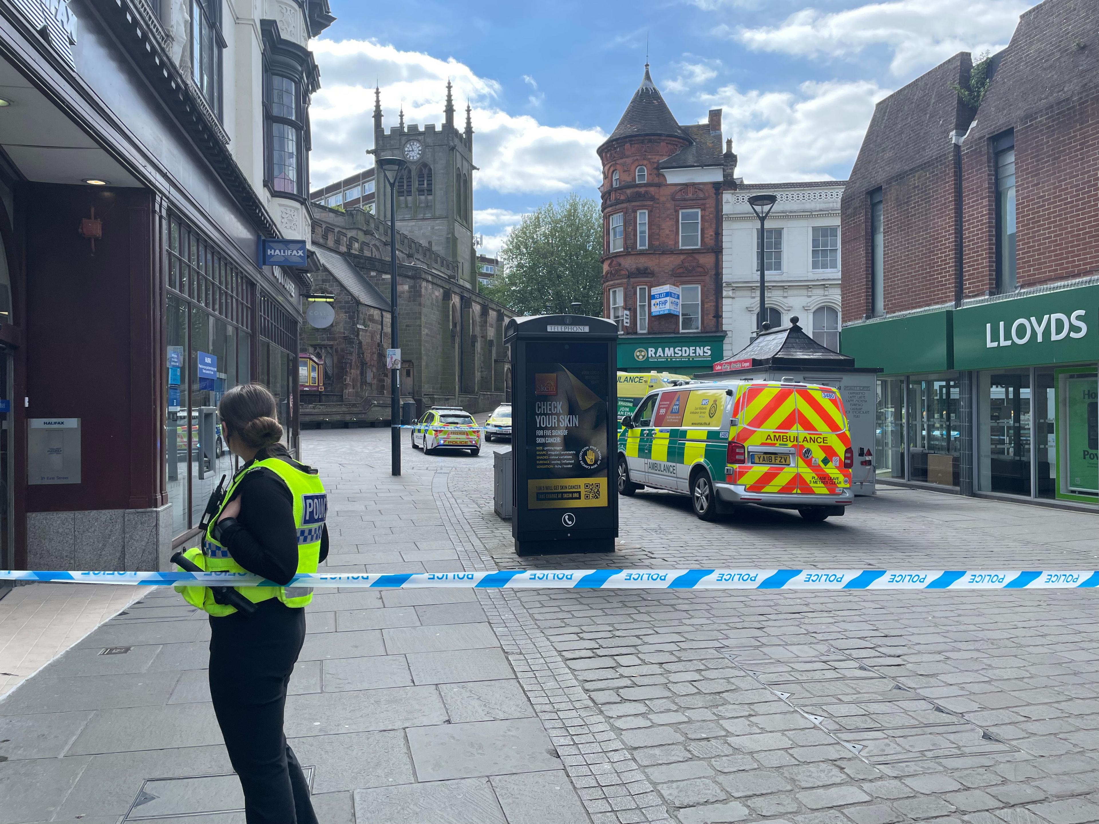 Police taped off the city centre