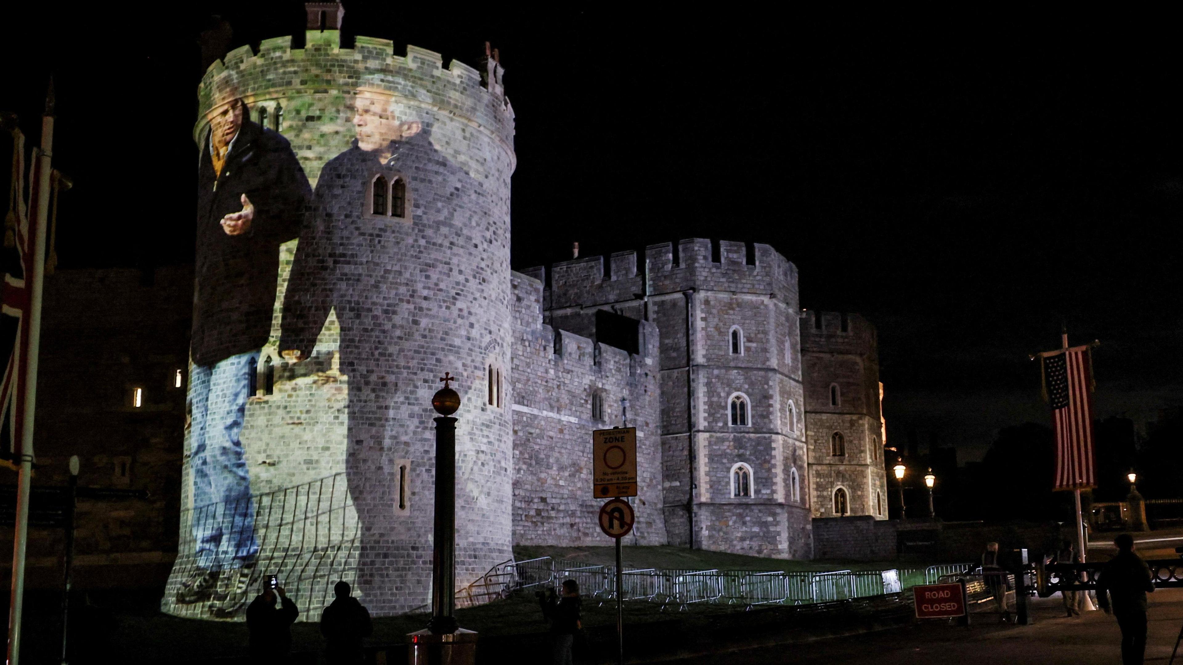 An image of Prince Andrew and Epstein was projected on to Windsor Castle