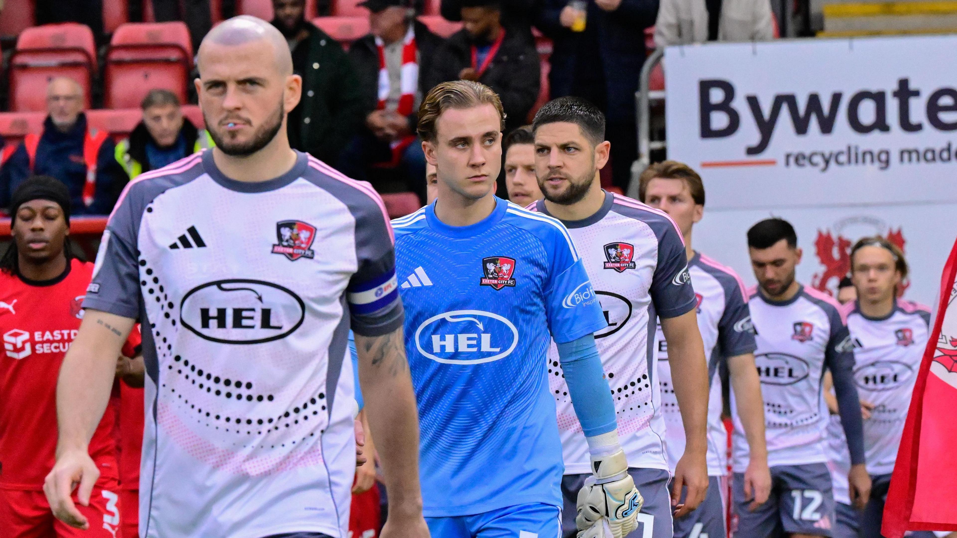 Exeter City's players walk out at Leyton Orient