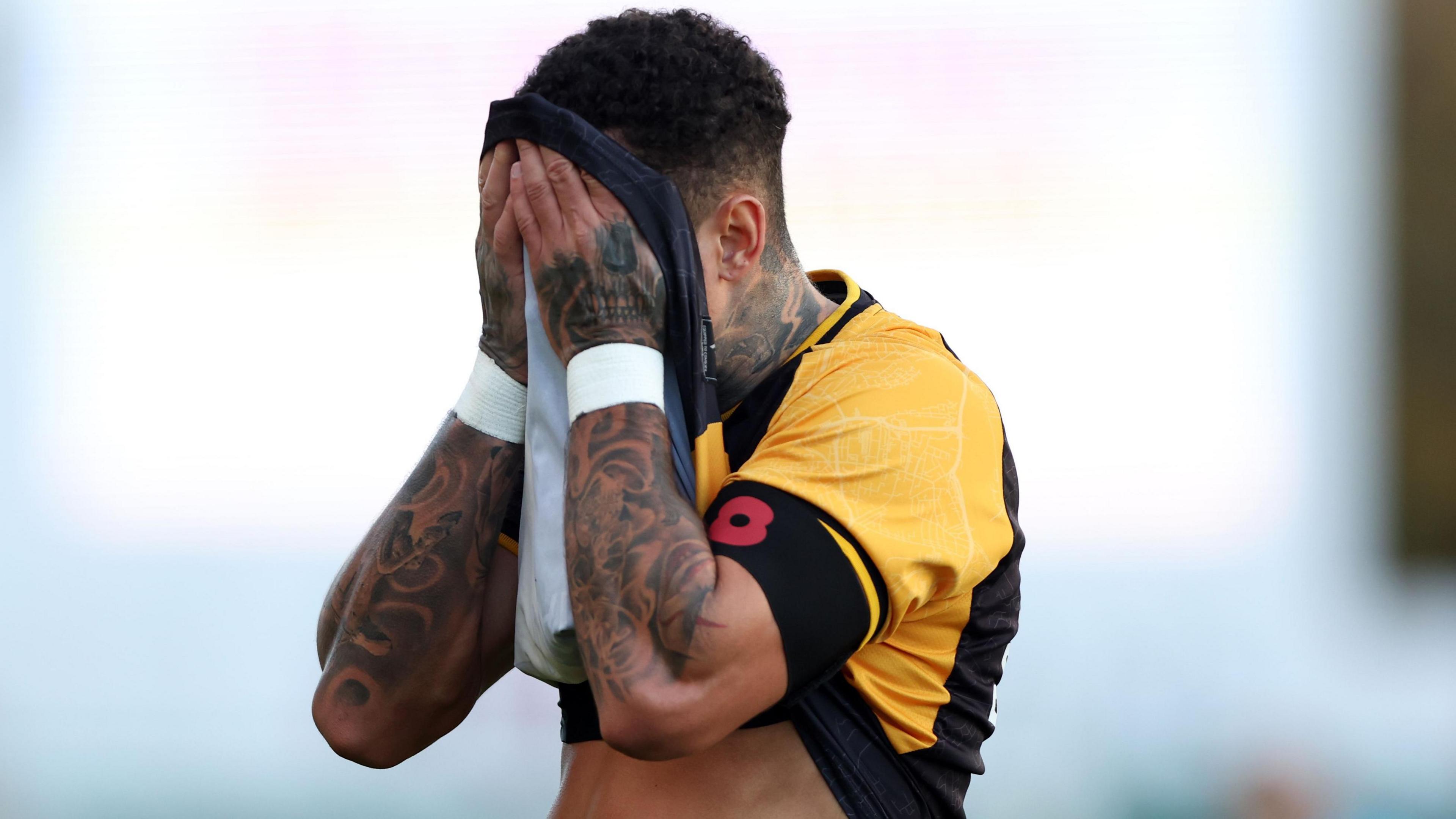 Courtney Baker-Richardson of Newport County shows a look of dejection