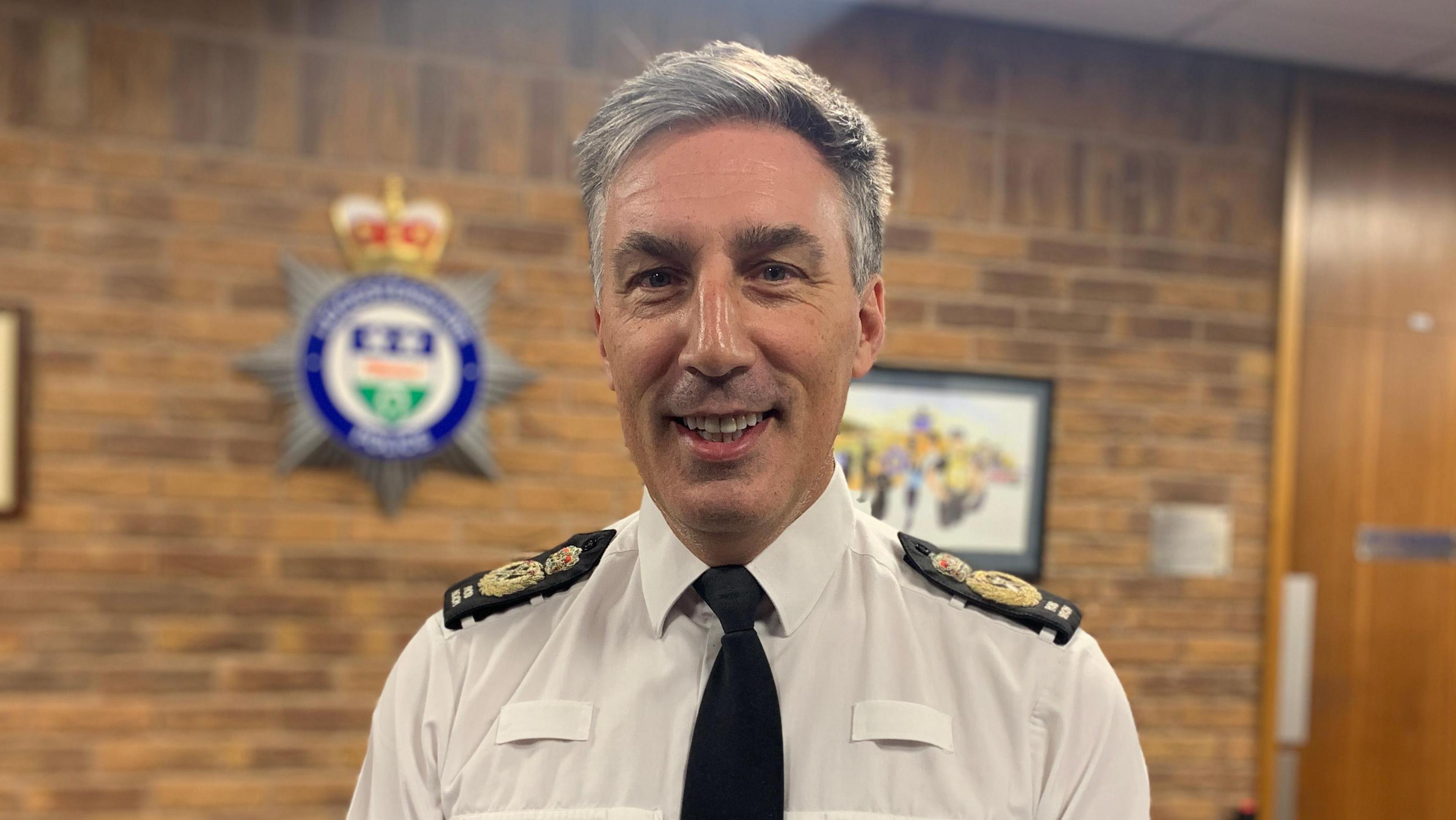 Leicestershire Police Chief Constable Rob Nixon inside the police HQ in Enderby