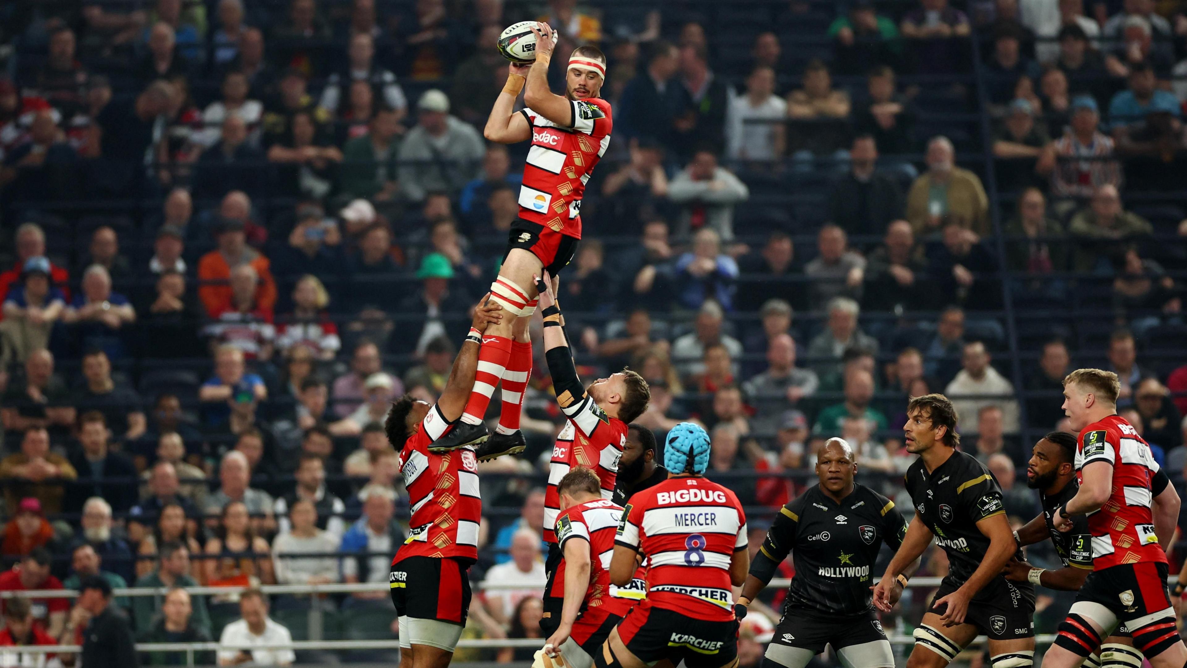 Gloucester Rugby's Lewis Ludlow in action during a line up