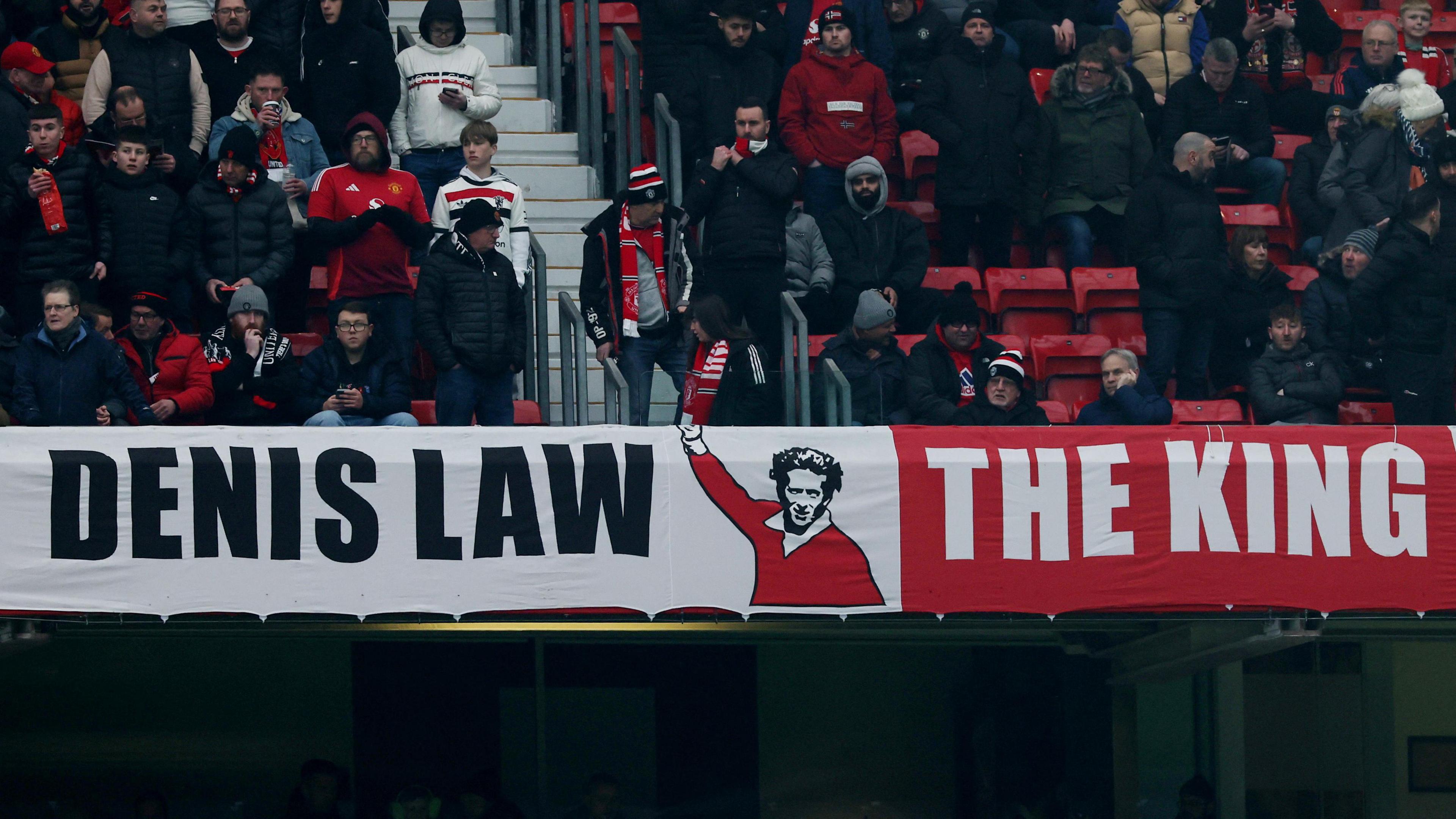 Banner of Denis Law at Old Trafford