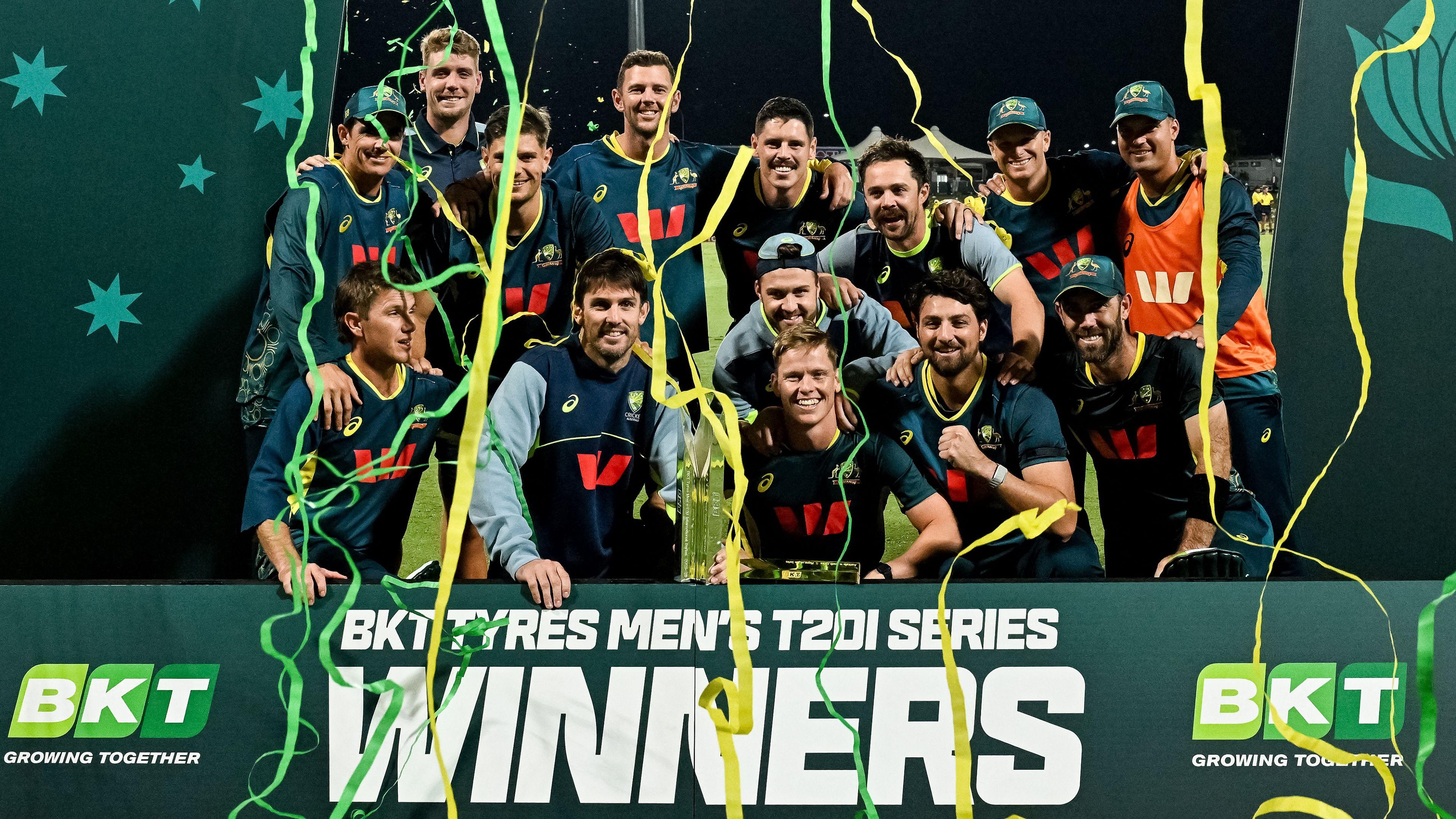 Australia celebrate their T20 series win over South Africa