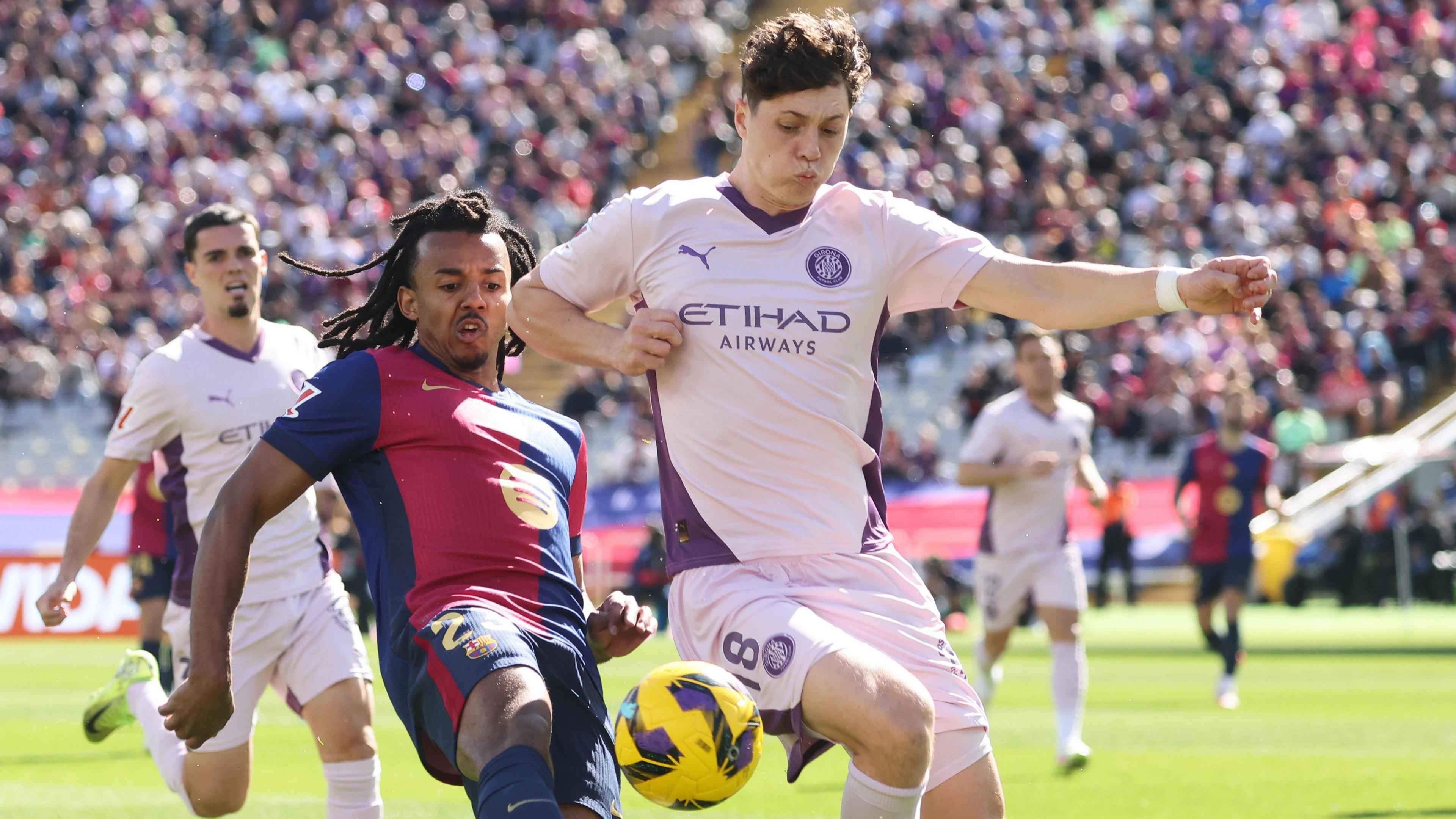Ladislav Krejci playing for Girona against Barcelona