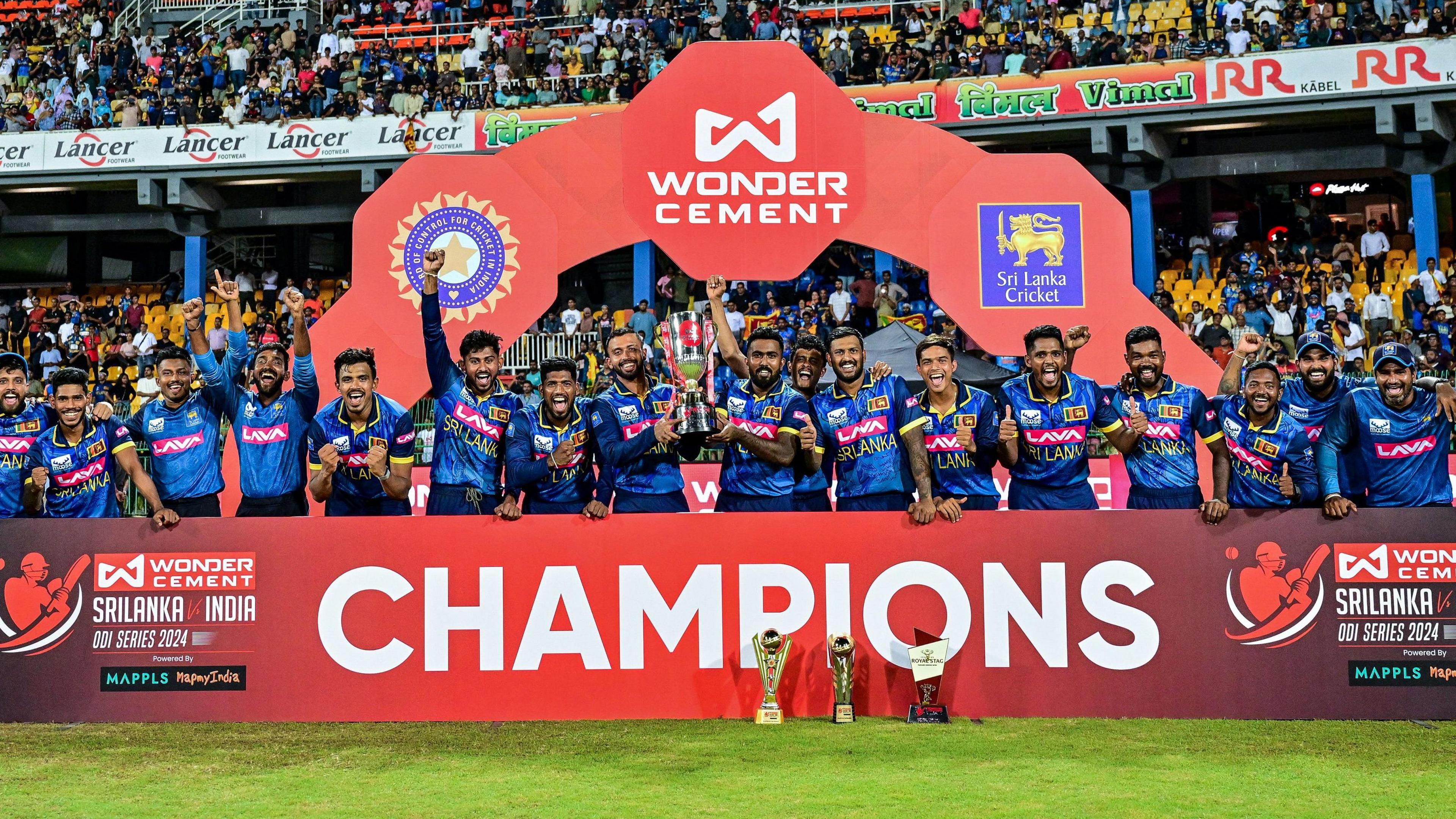 Sri Lanka with the ODI series trophy