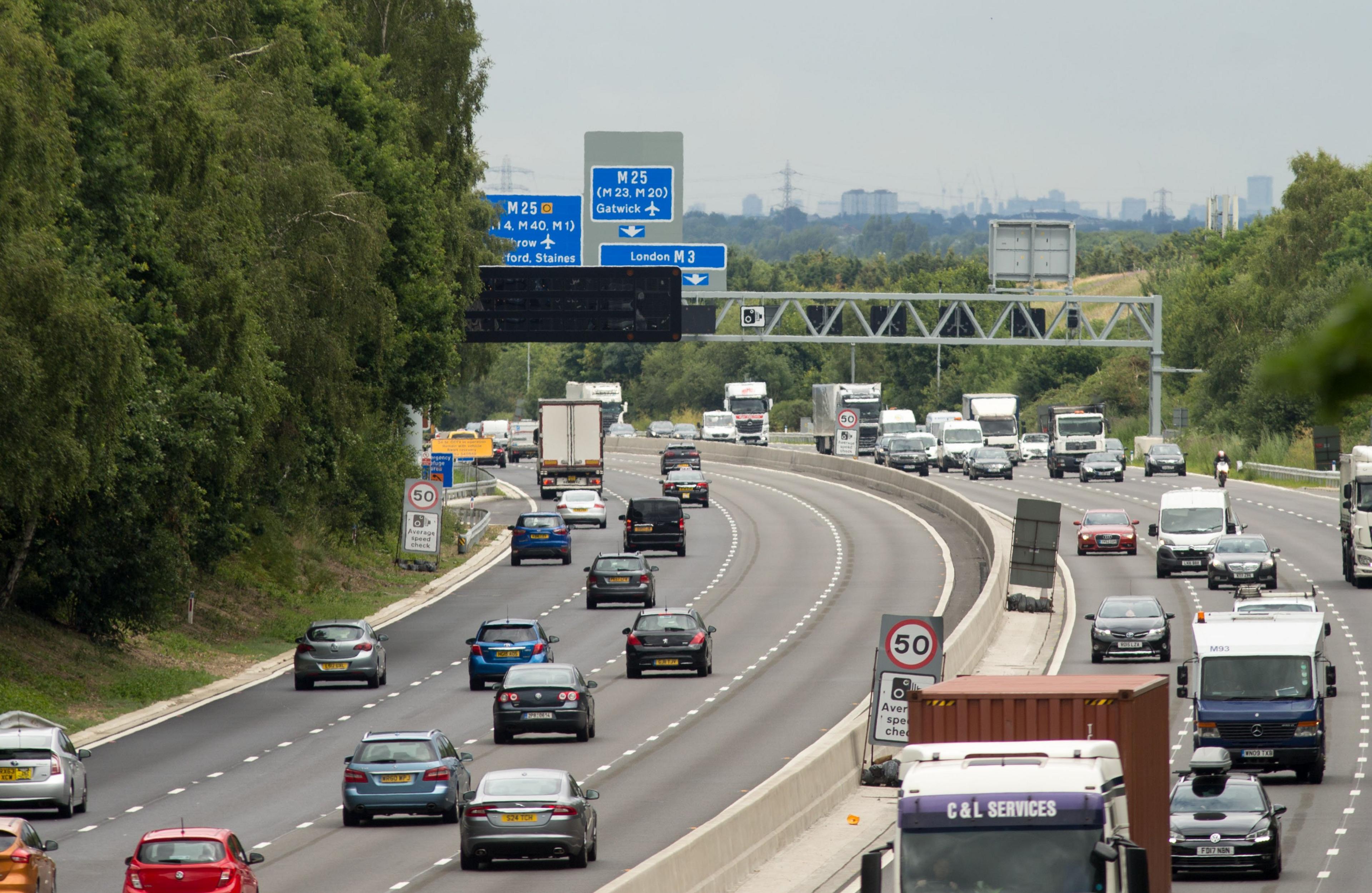 Cars drive on a motorway