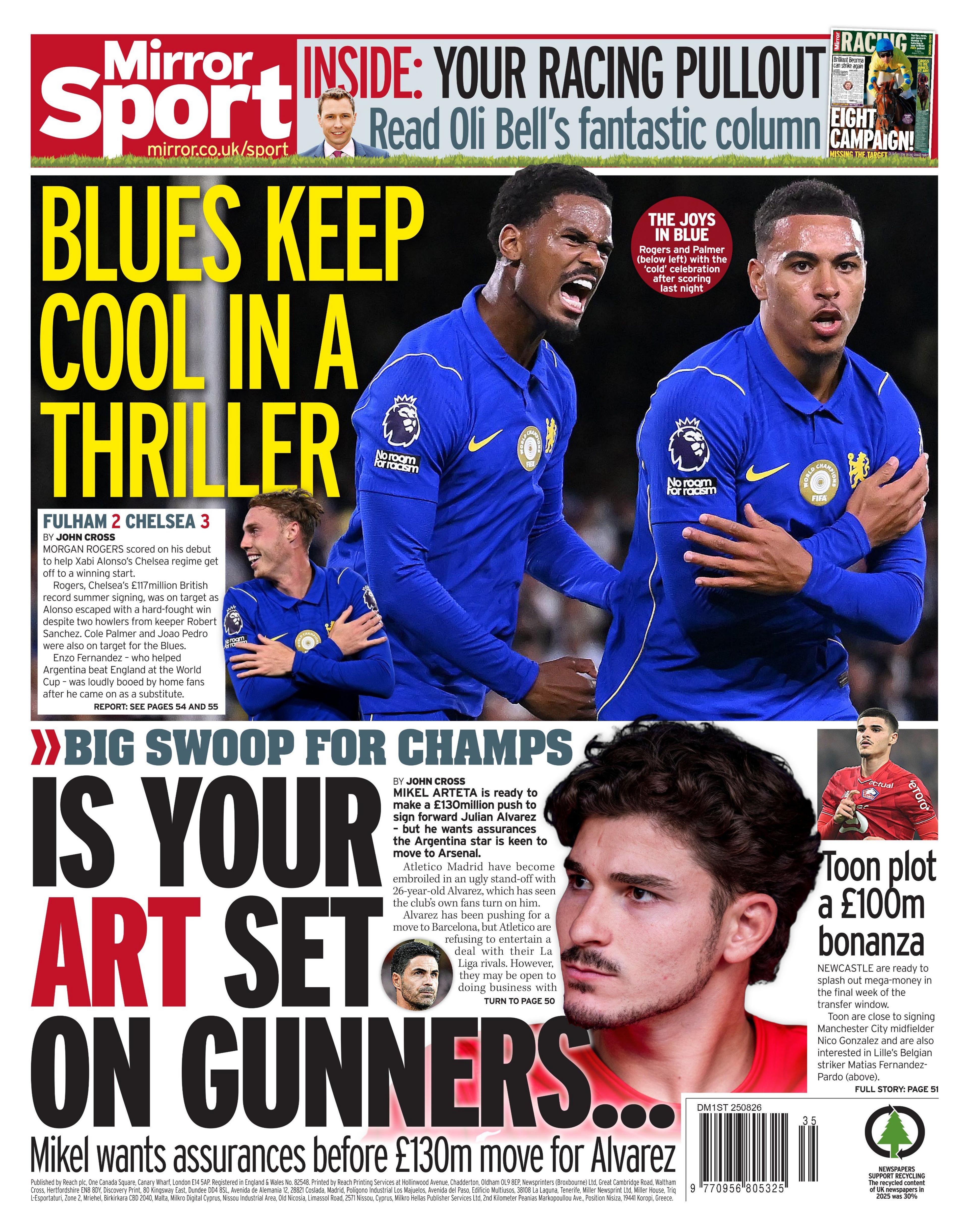 The Sport section of the Mirror newspaper