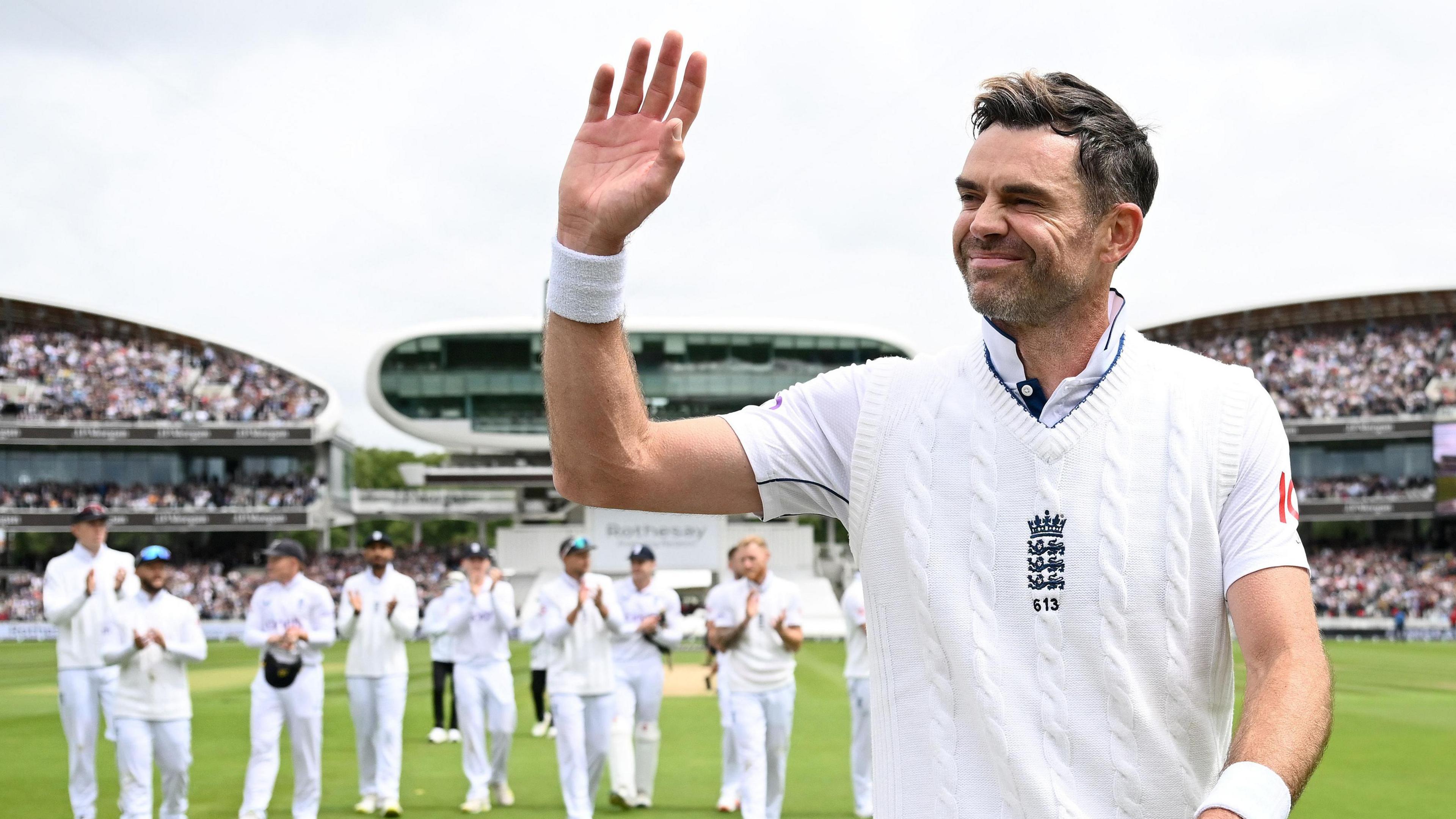 England's James Anderson walks off at Lord's after playing his final Test