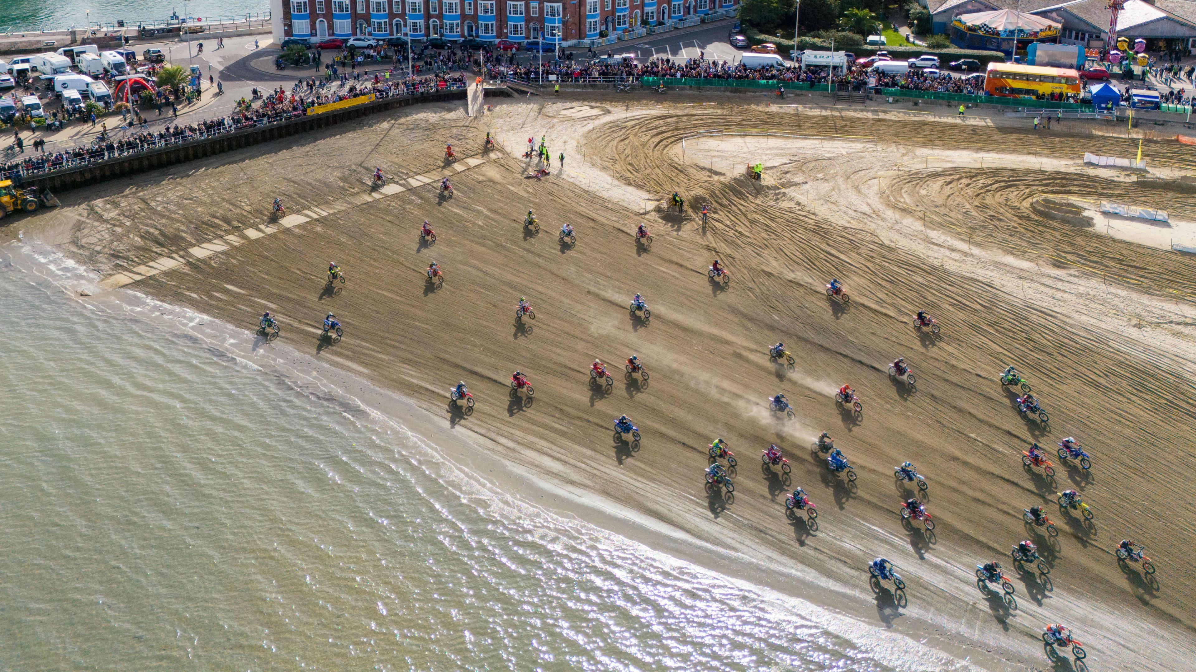 Weymouth beach full of motocross bikers