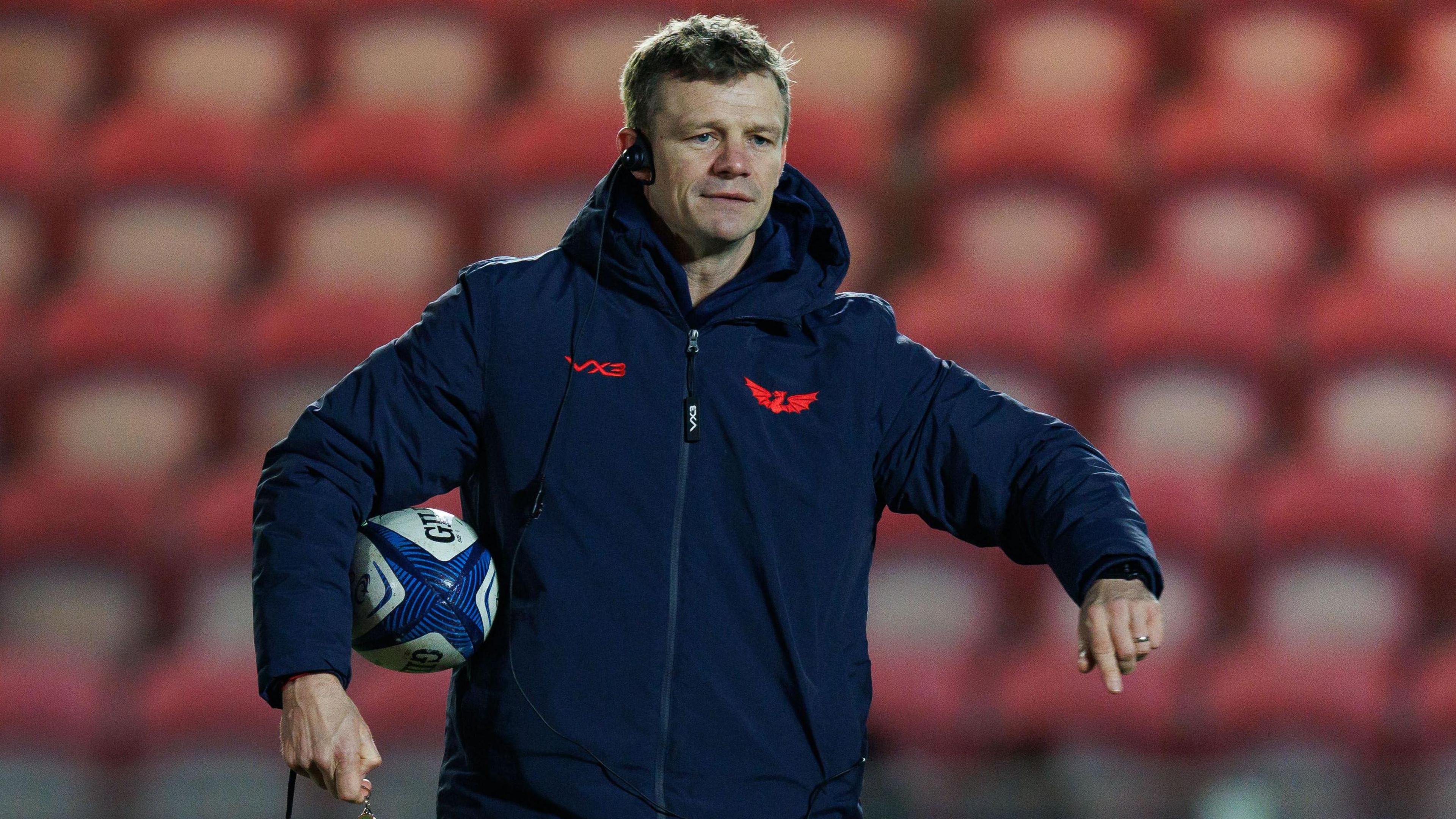 Scarlets head coach Dwayne Peel in the warm-up