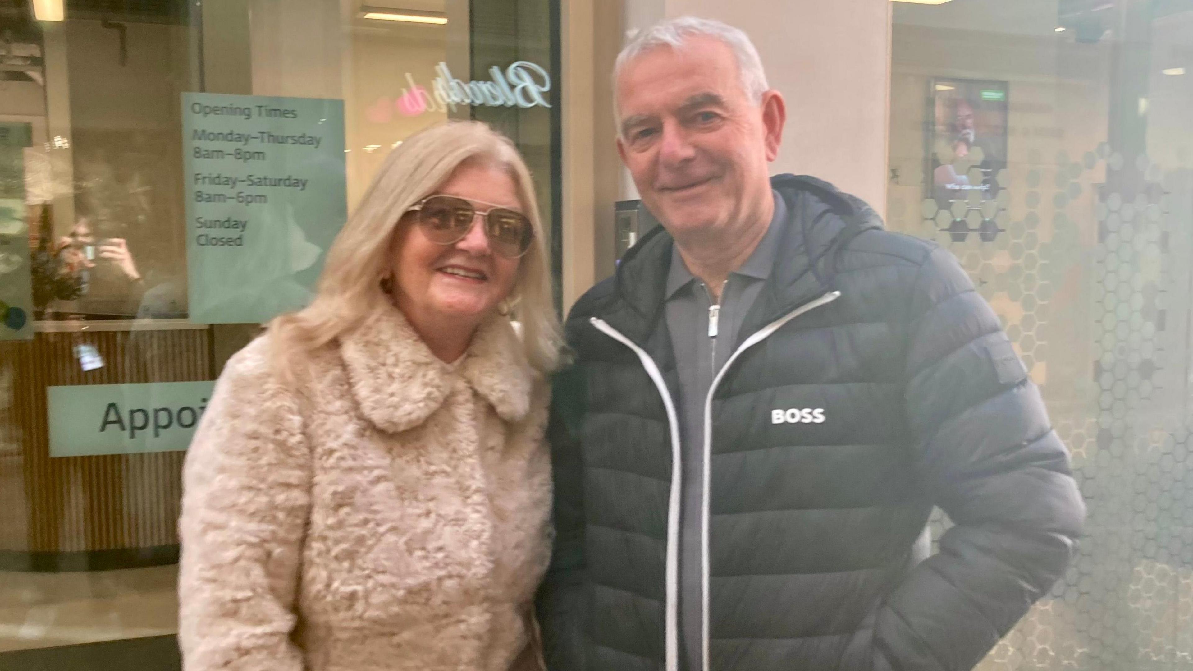 David and Ang, a couple in their late 60s, stood together outside the NHS Community Diagnostic Centre in Barnsley.