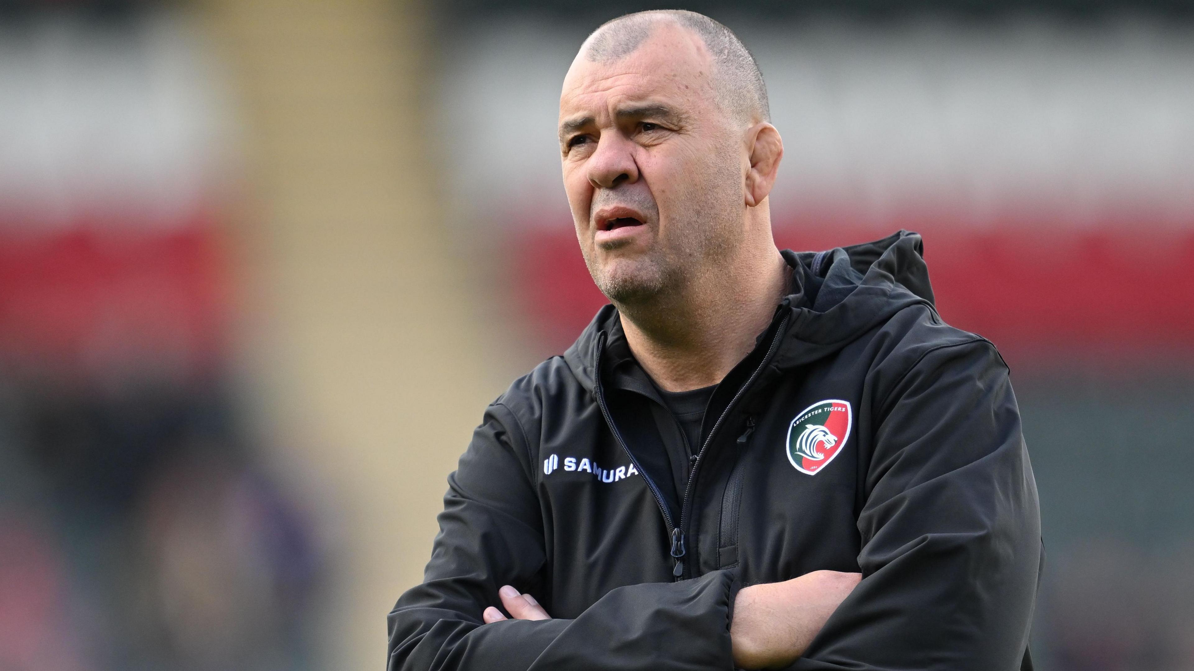 Leicester Tigers head coach Michael Cheika with his arms folded