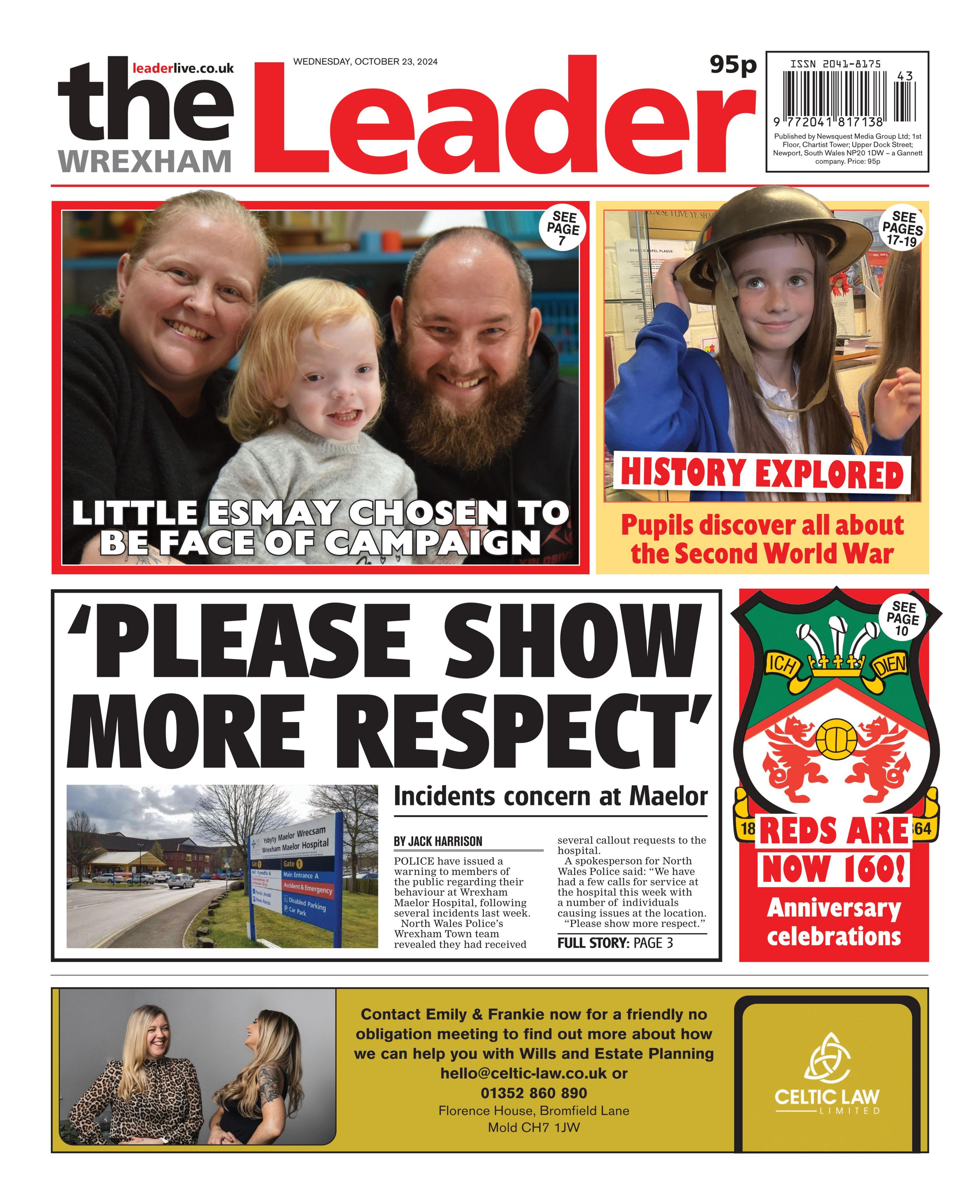 Wrexham Leader front page 