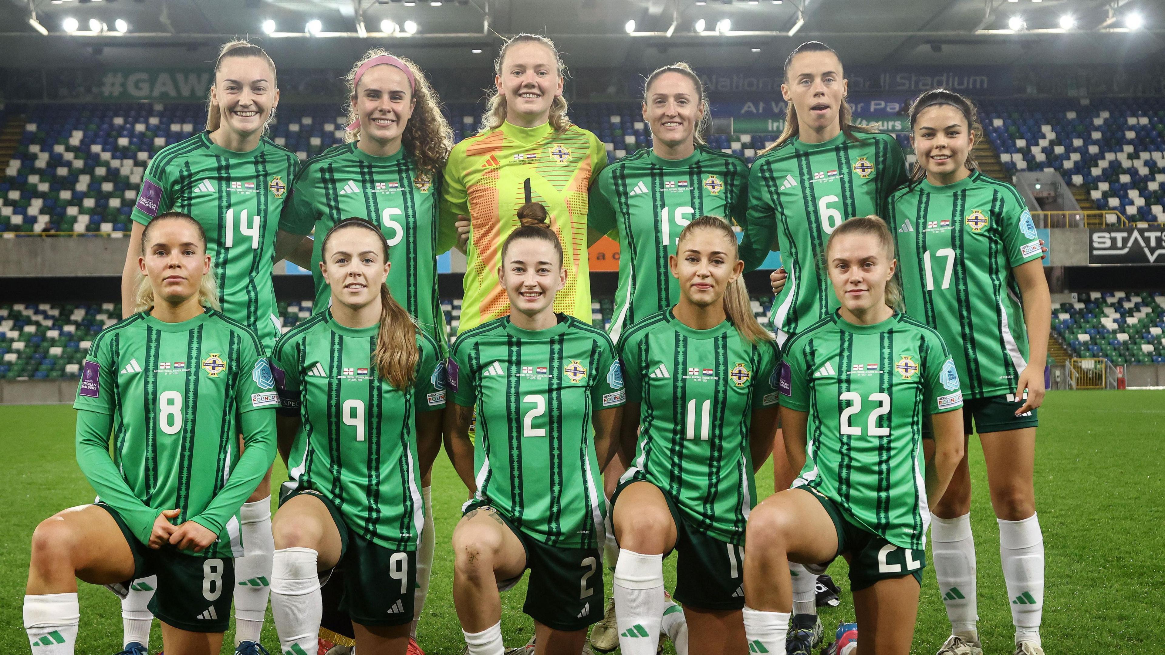 Northern Ireland players line up for a photo before a game