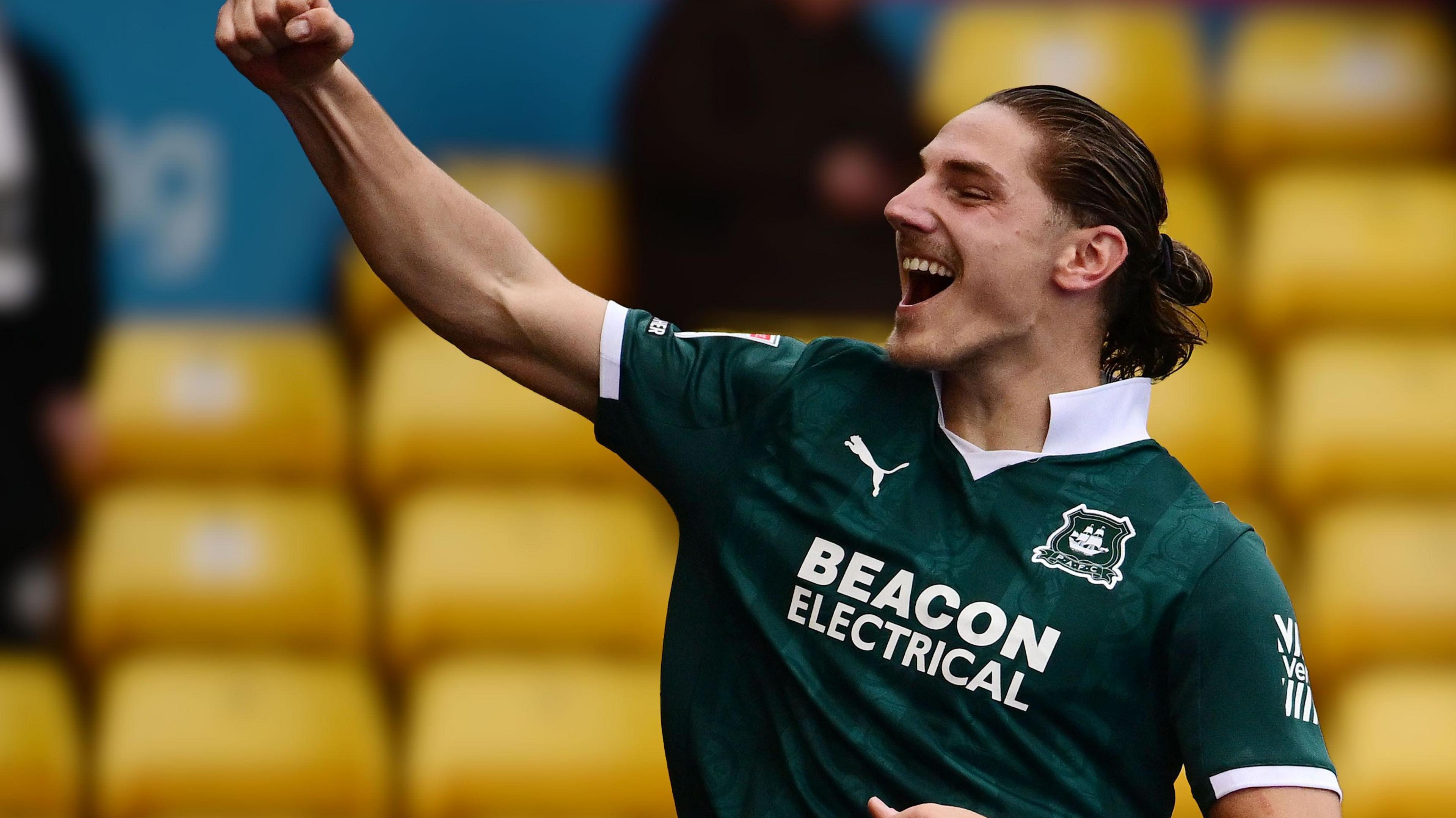 Lorent Tolaj celebrates scoring at Port Vale