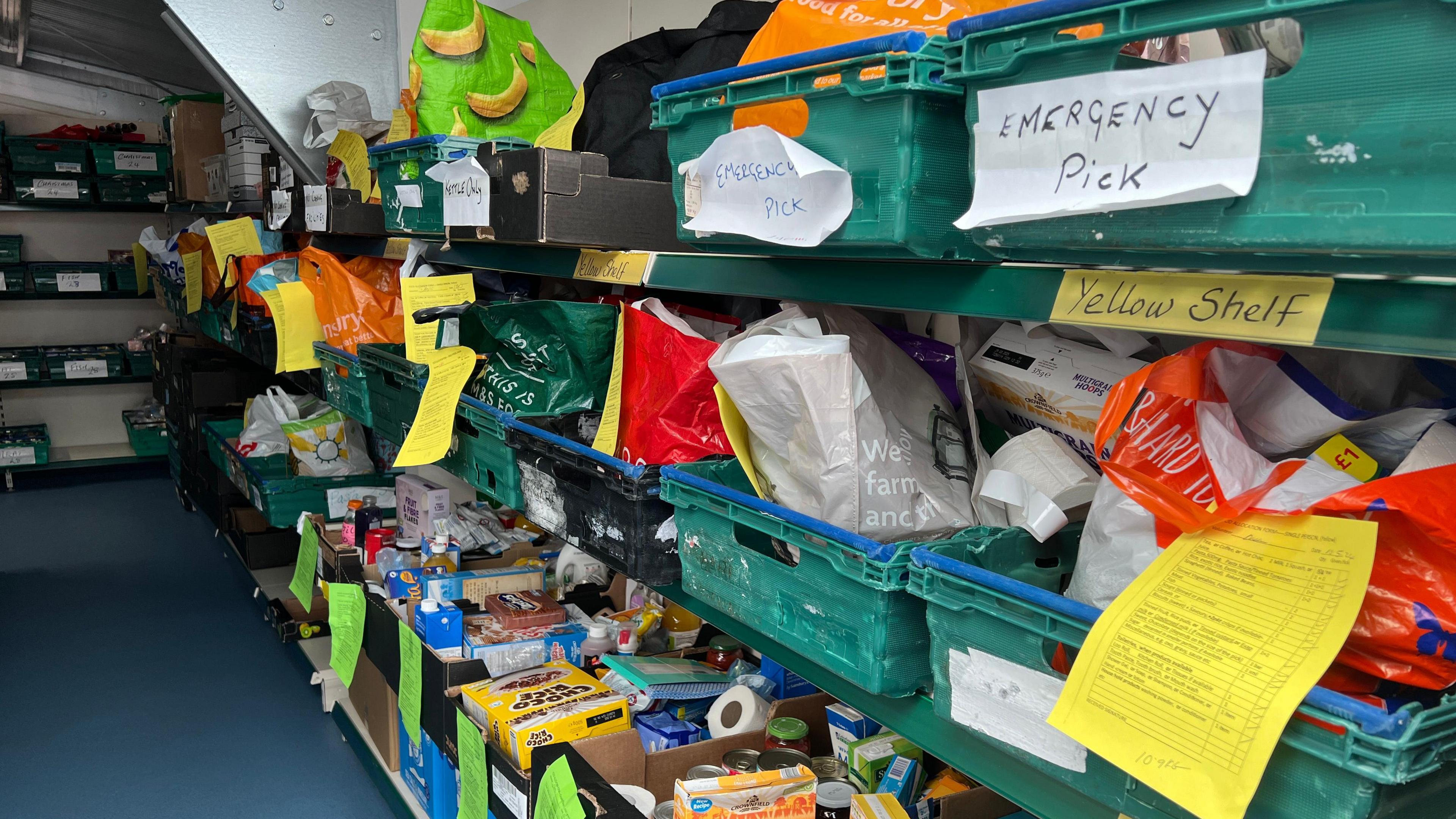 Boxes of food at Bridgwater food bank