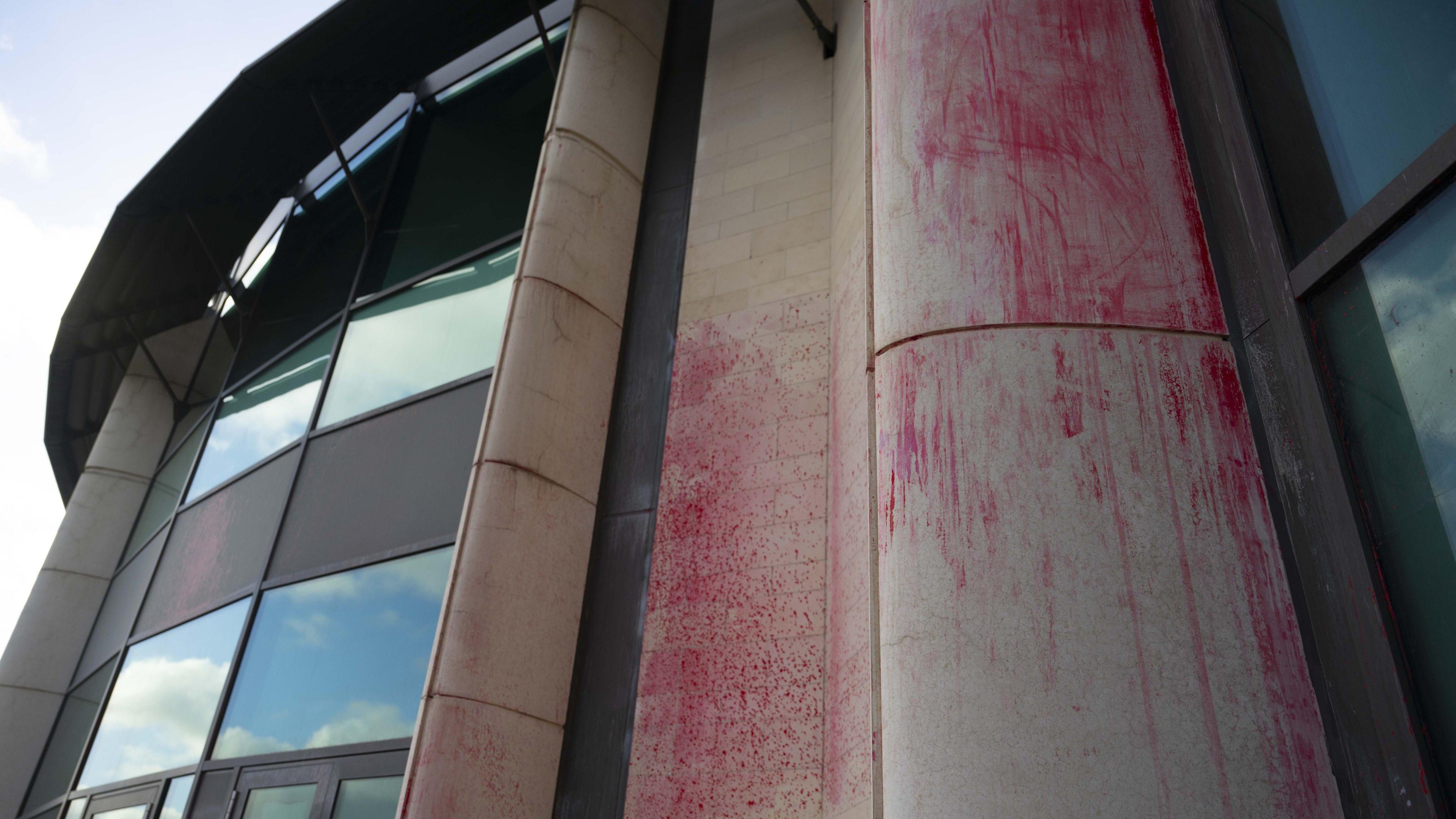 Paint on wall of Twickenham Stadium