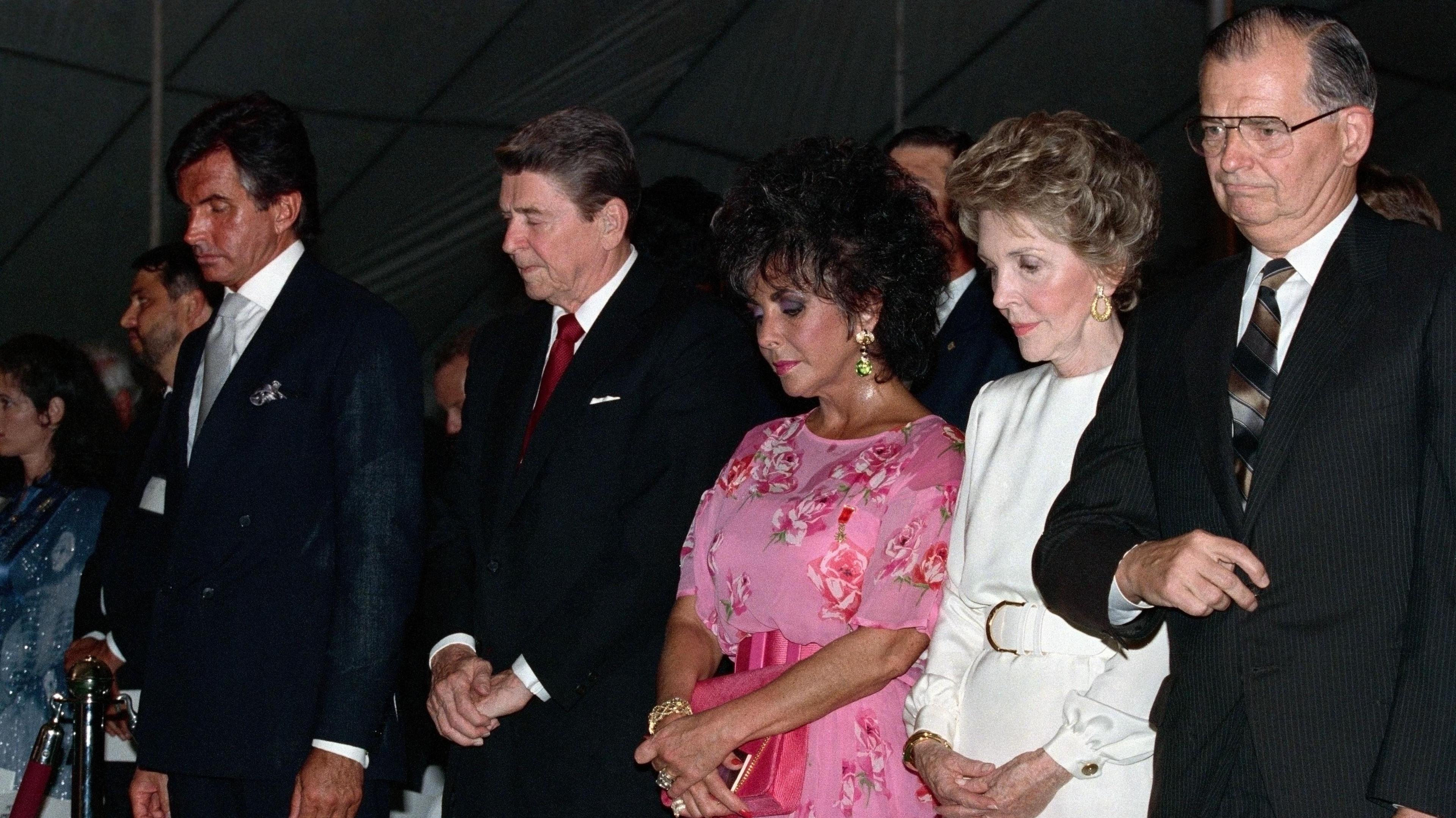 Ronald Reagan and Elizabeth Taylor at a fundraising dinner 