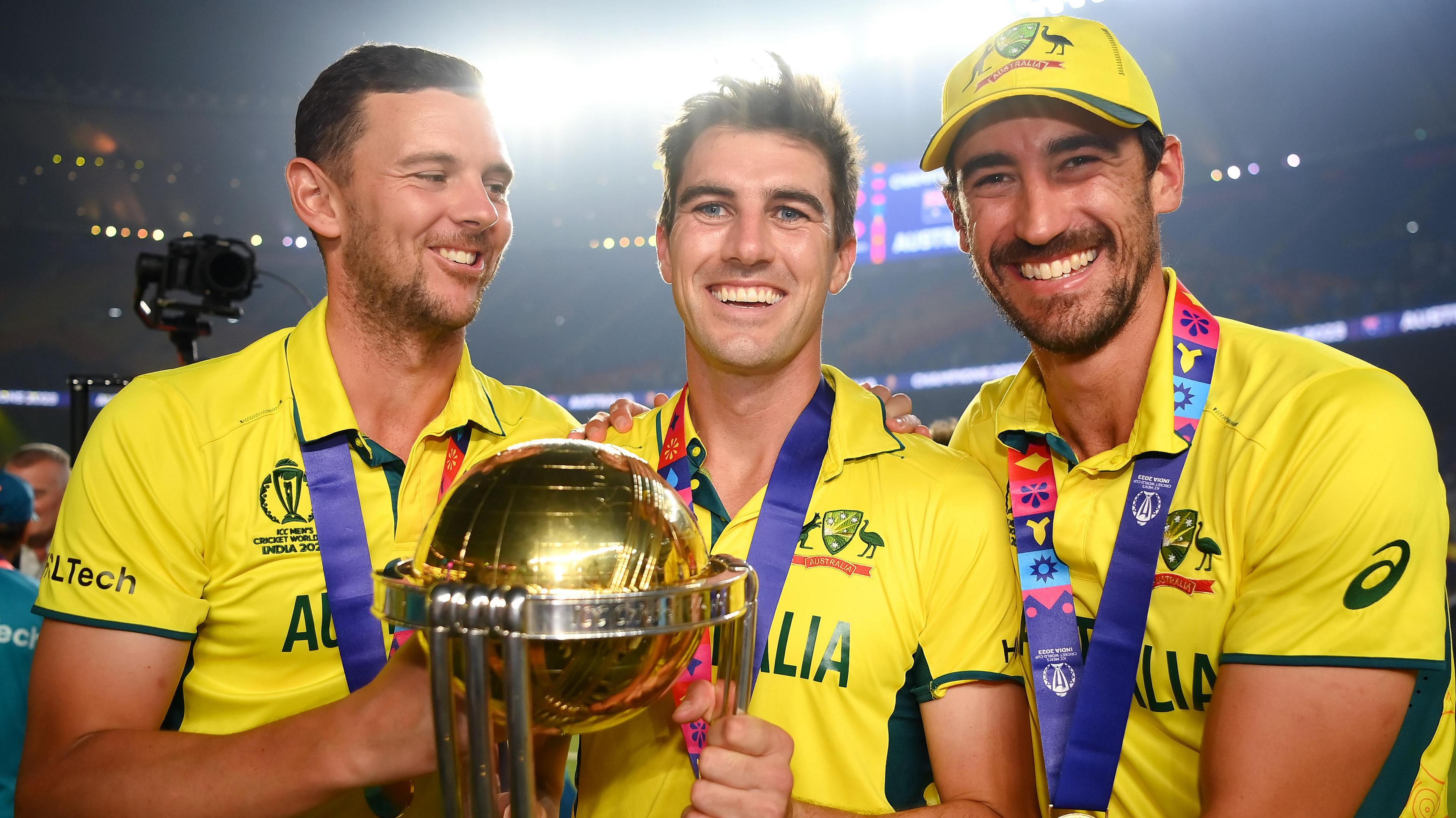 Mitchell Starc, Pat Cummins, Josh Hazlewood celebrate winning 2023 World Cup