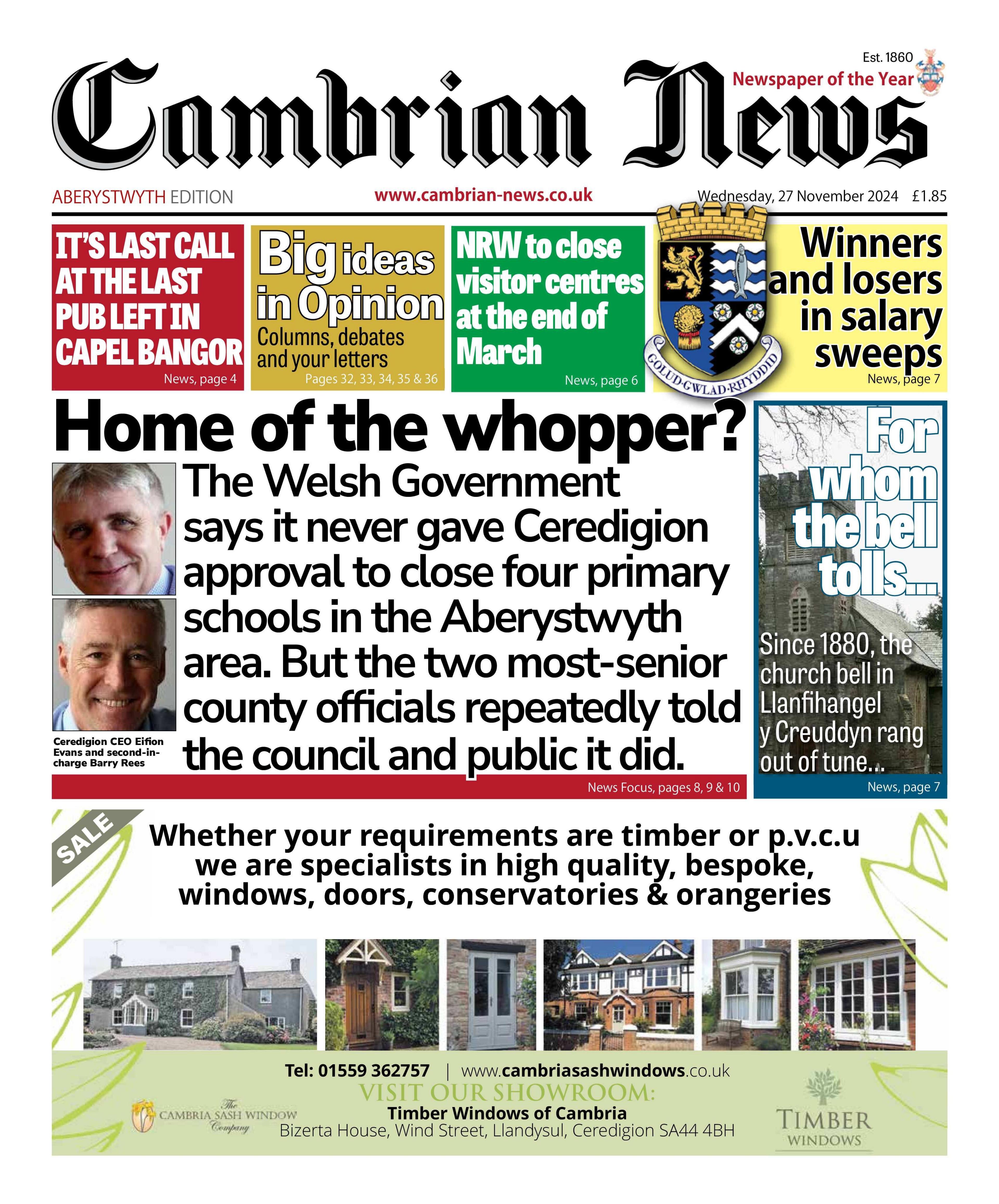 Front page of the Cambrian News