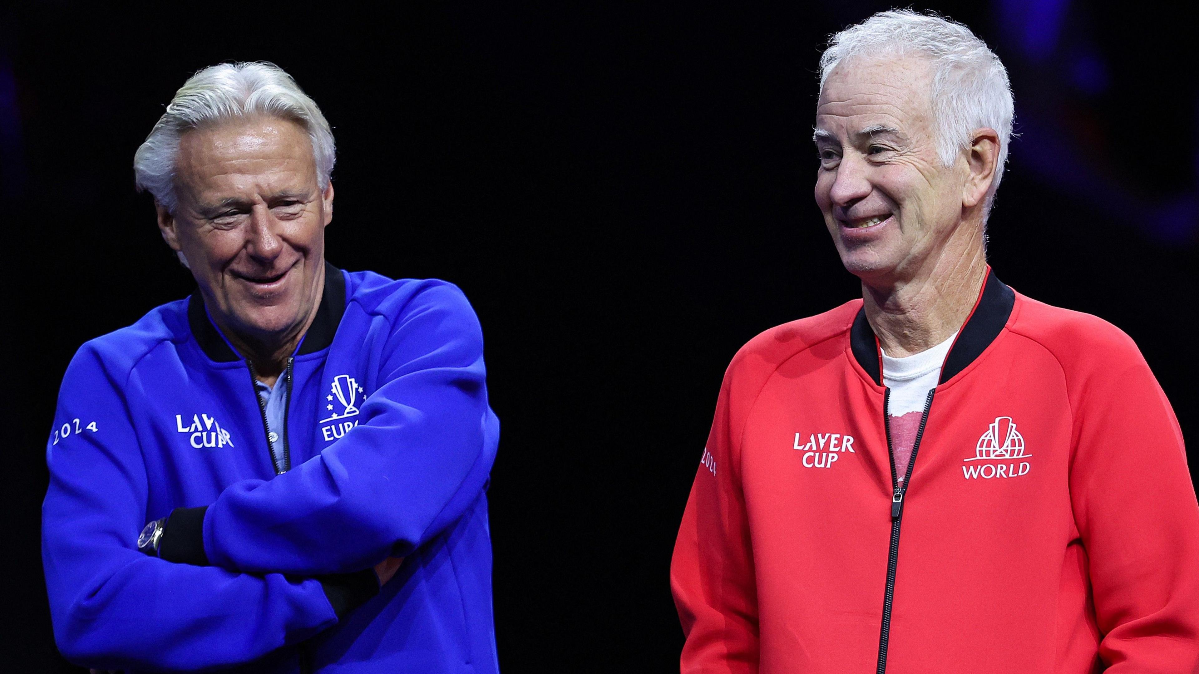 Bjorn Borg and John McEnroe at the Laver Cup in 2024