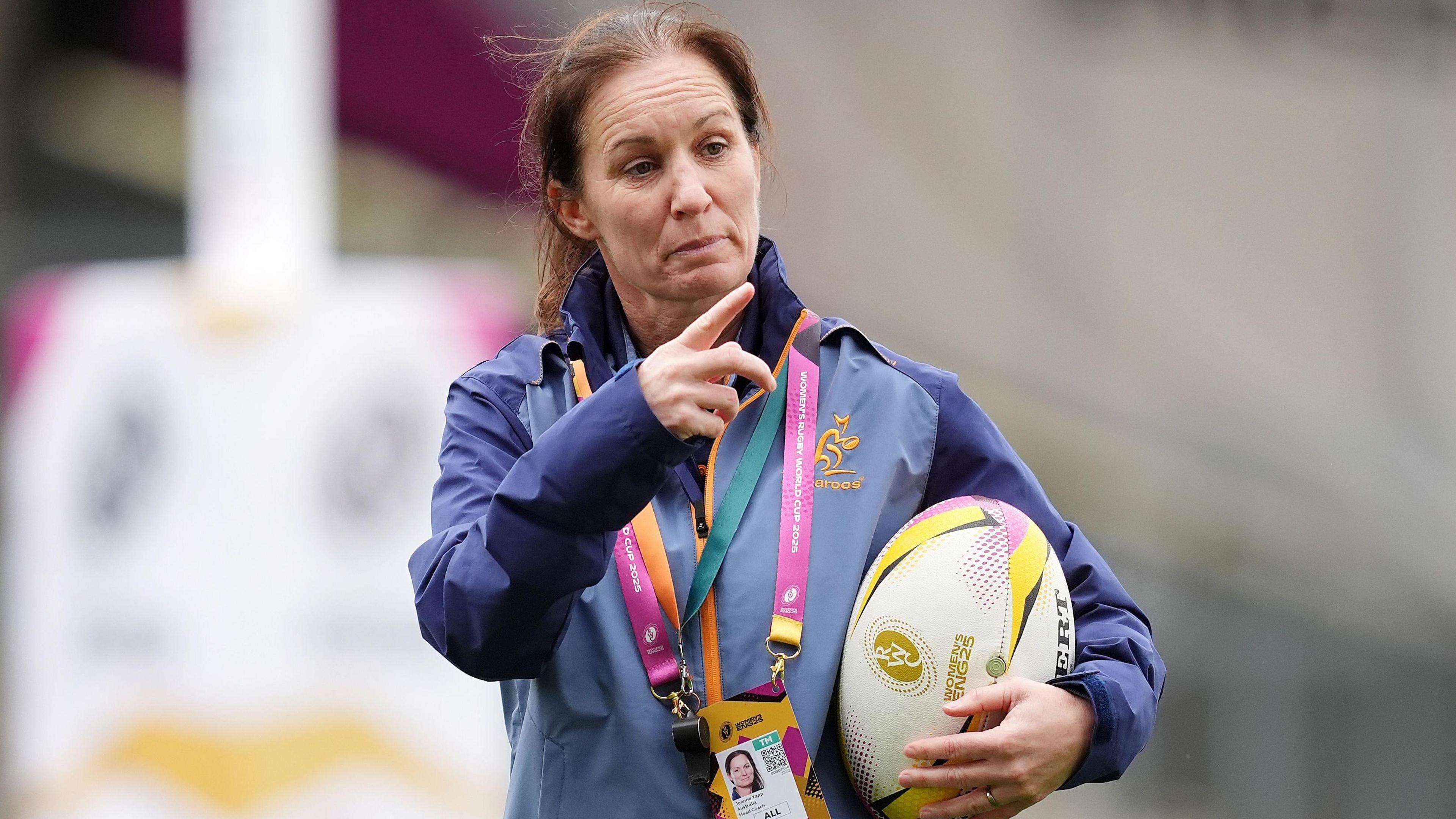 Jo Yapp giving out instructions to her Australia team