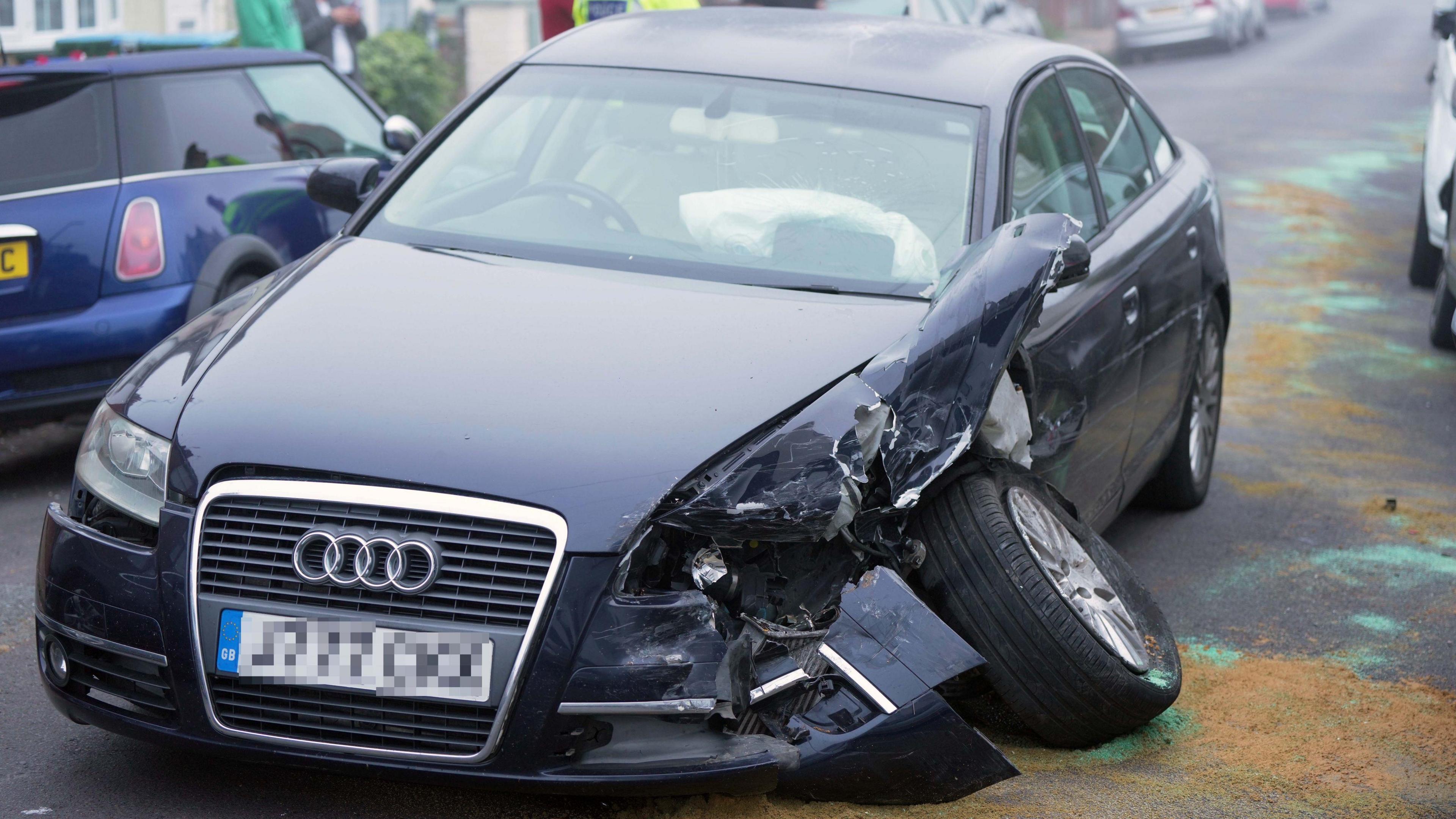 A damaged car in Bognor