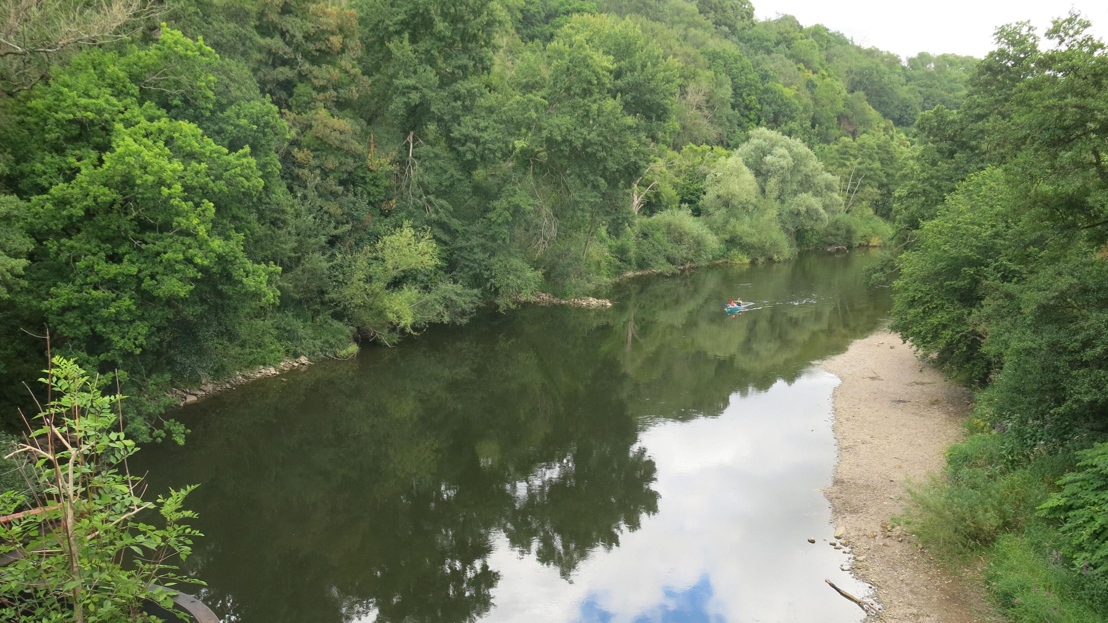 The view of the River Wye looking upstream from Black Bridge in Lydbrook