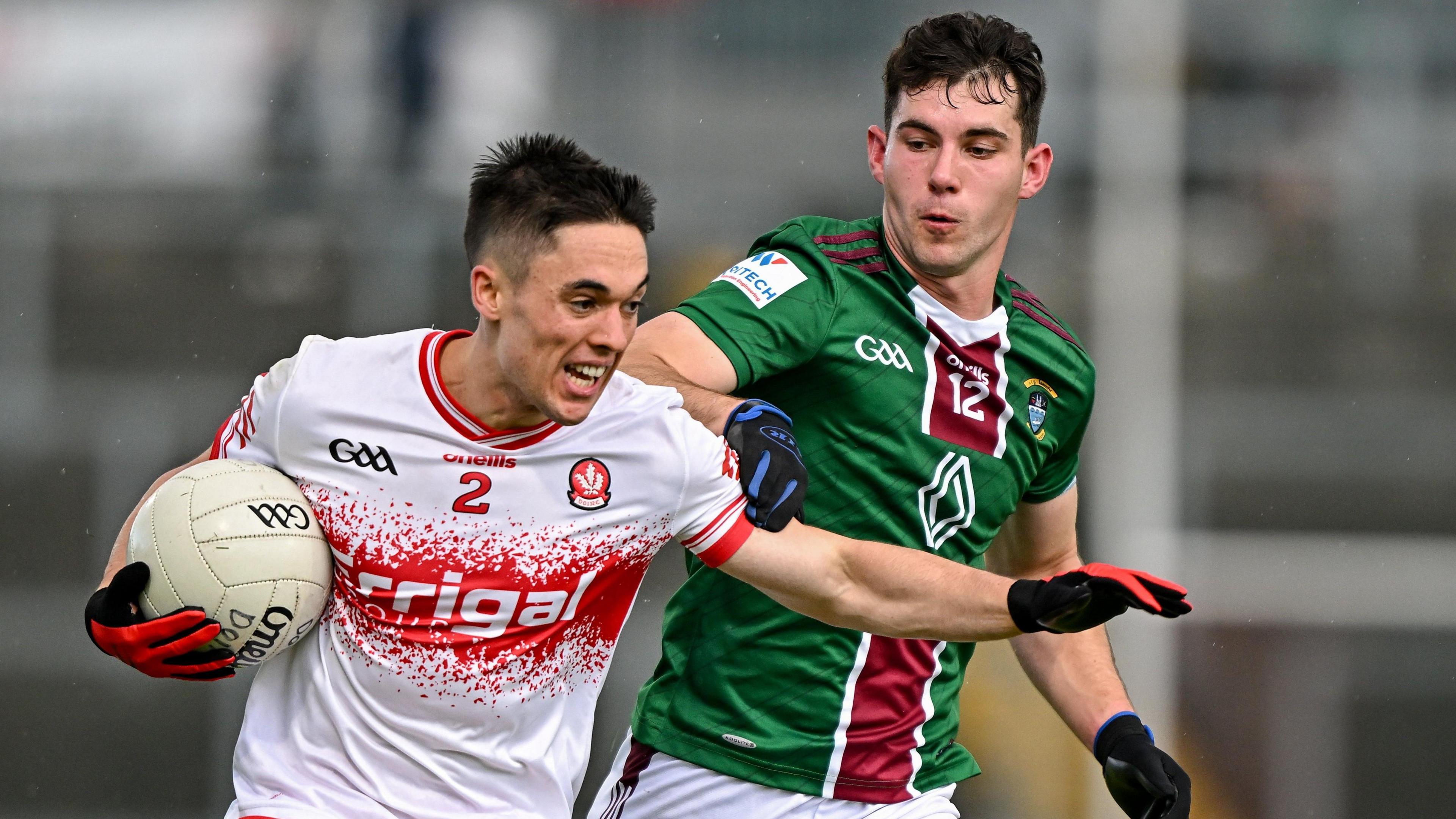 Conor McCluskey in possession for Derry