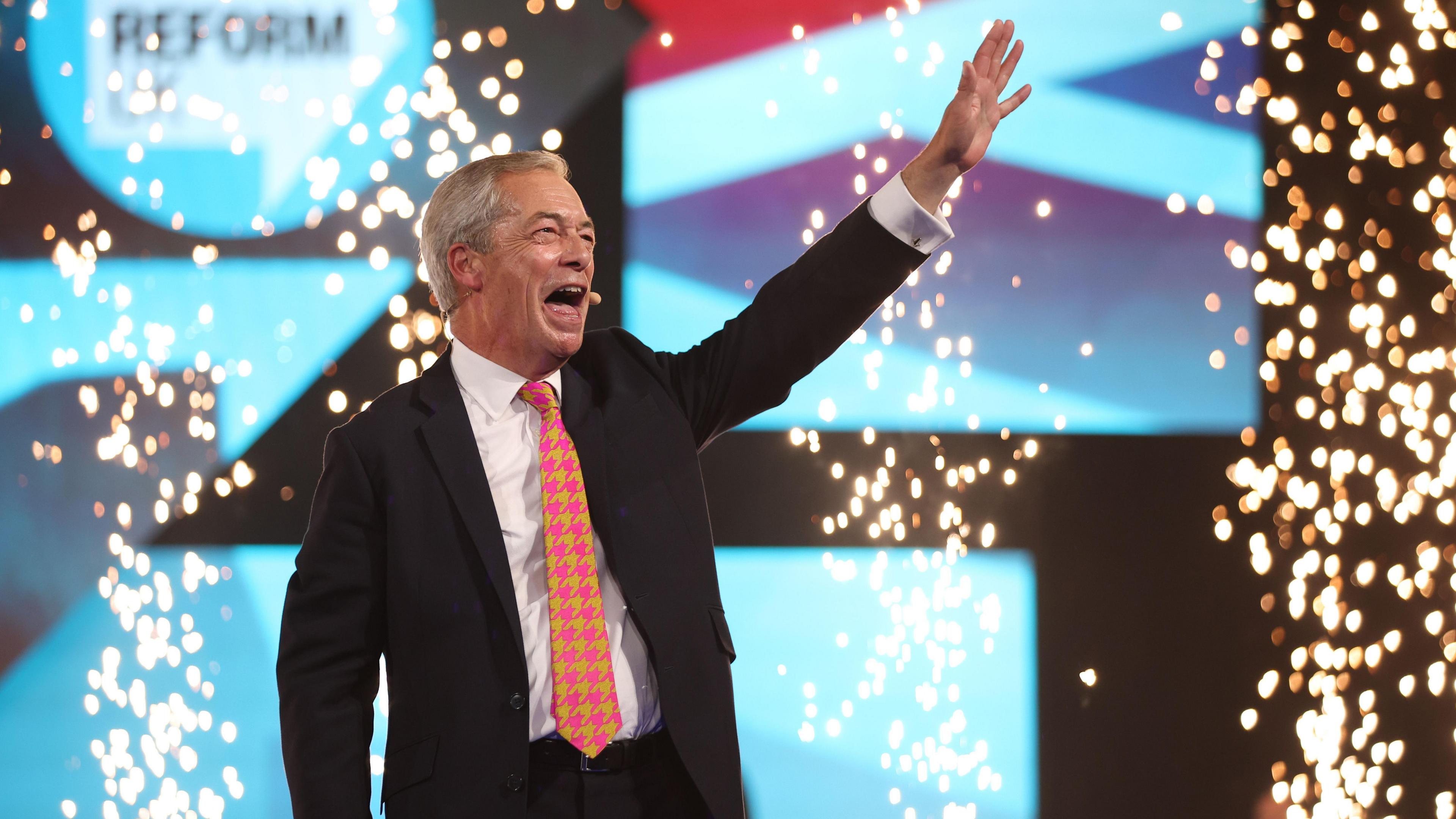 Nigel Farage at the Reform UK conference in Birmingham 