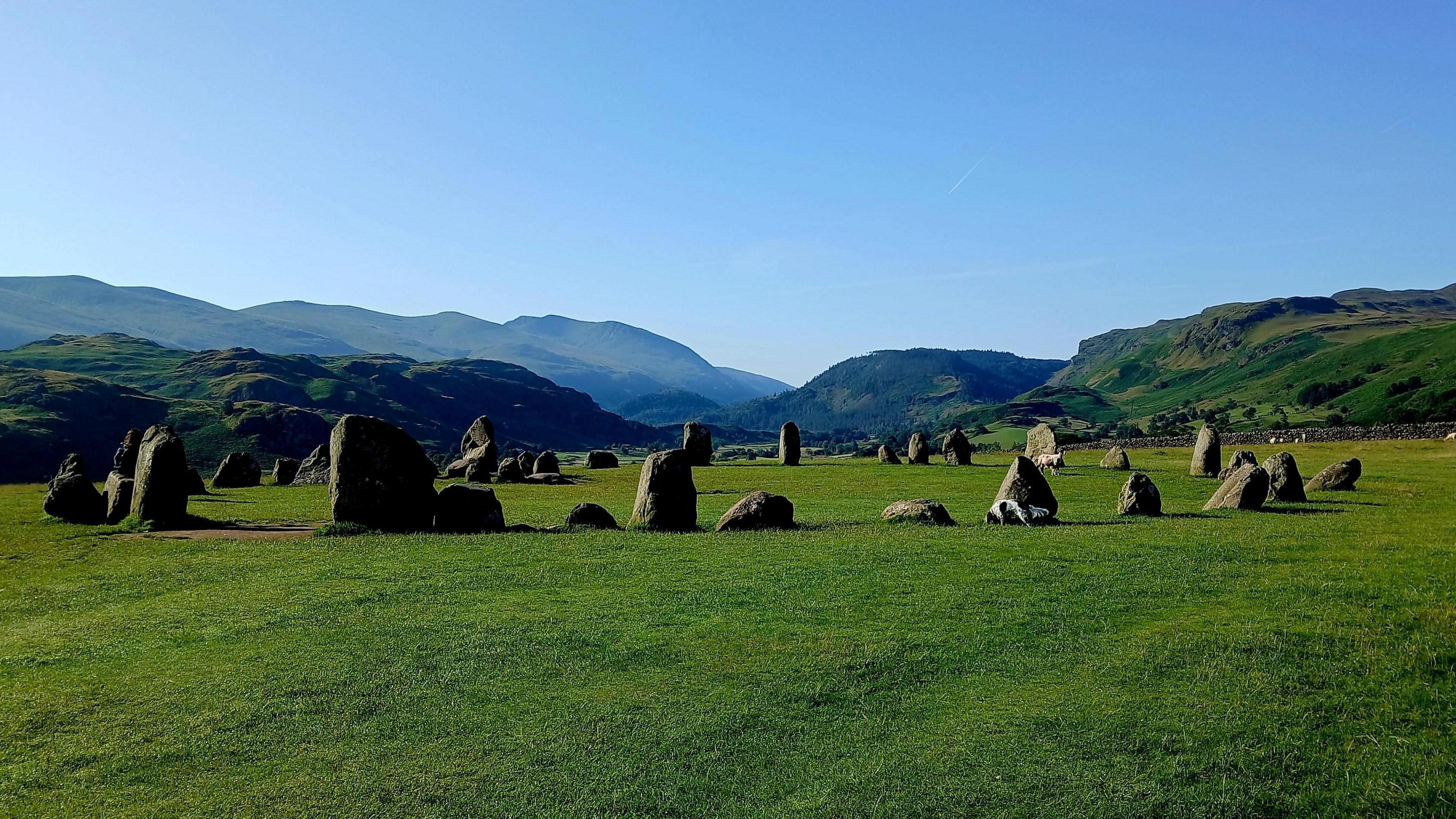 Stone circle in Keswick on a hot day in July.