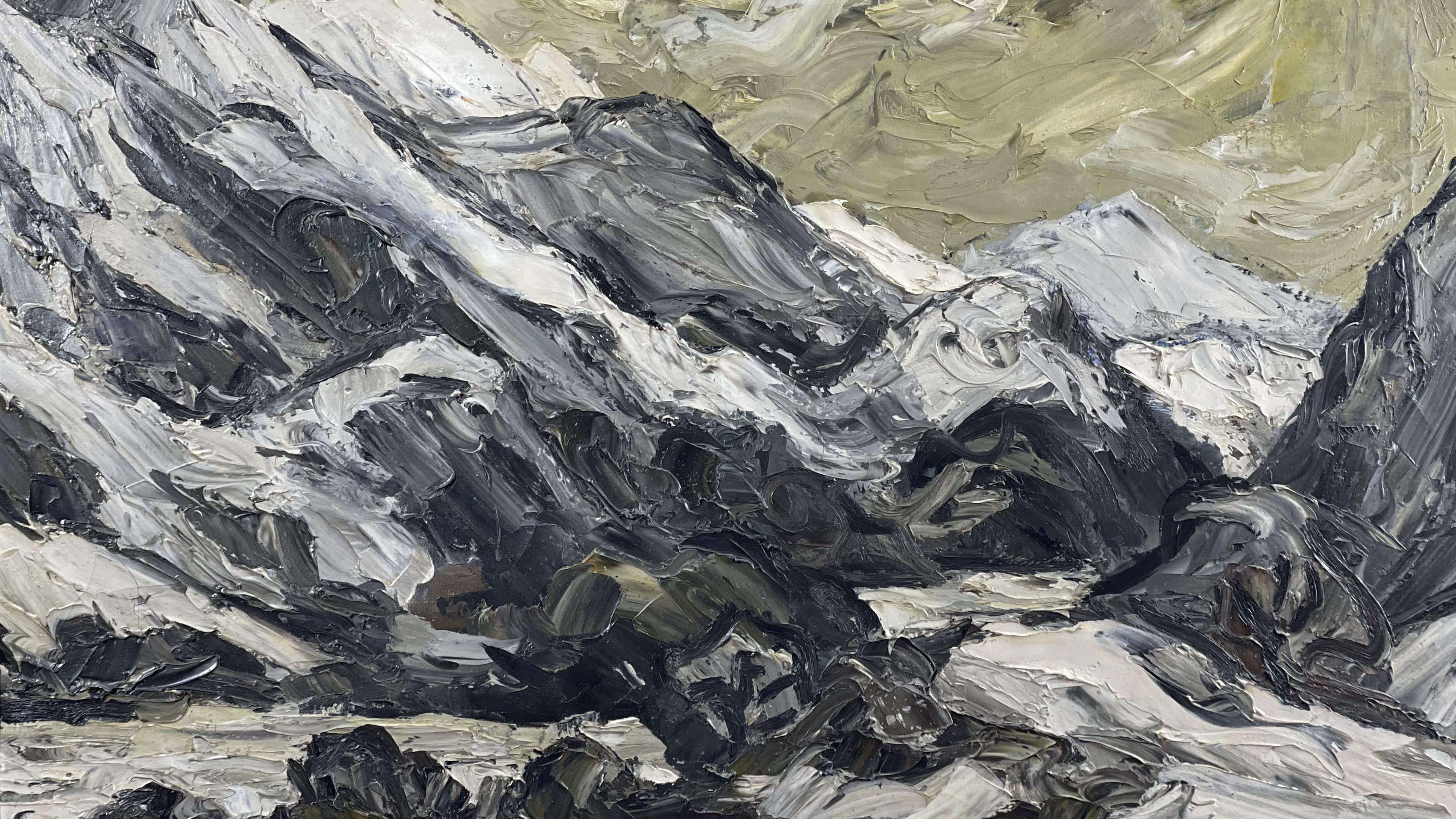 'Lliwedd yn yr eira' Olew gan Kyffin