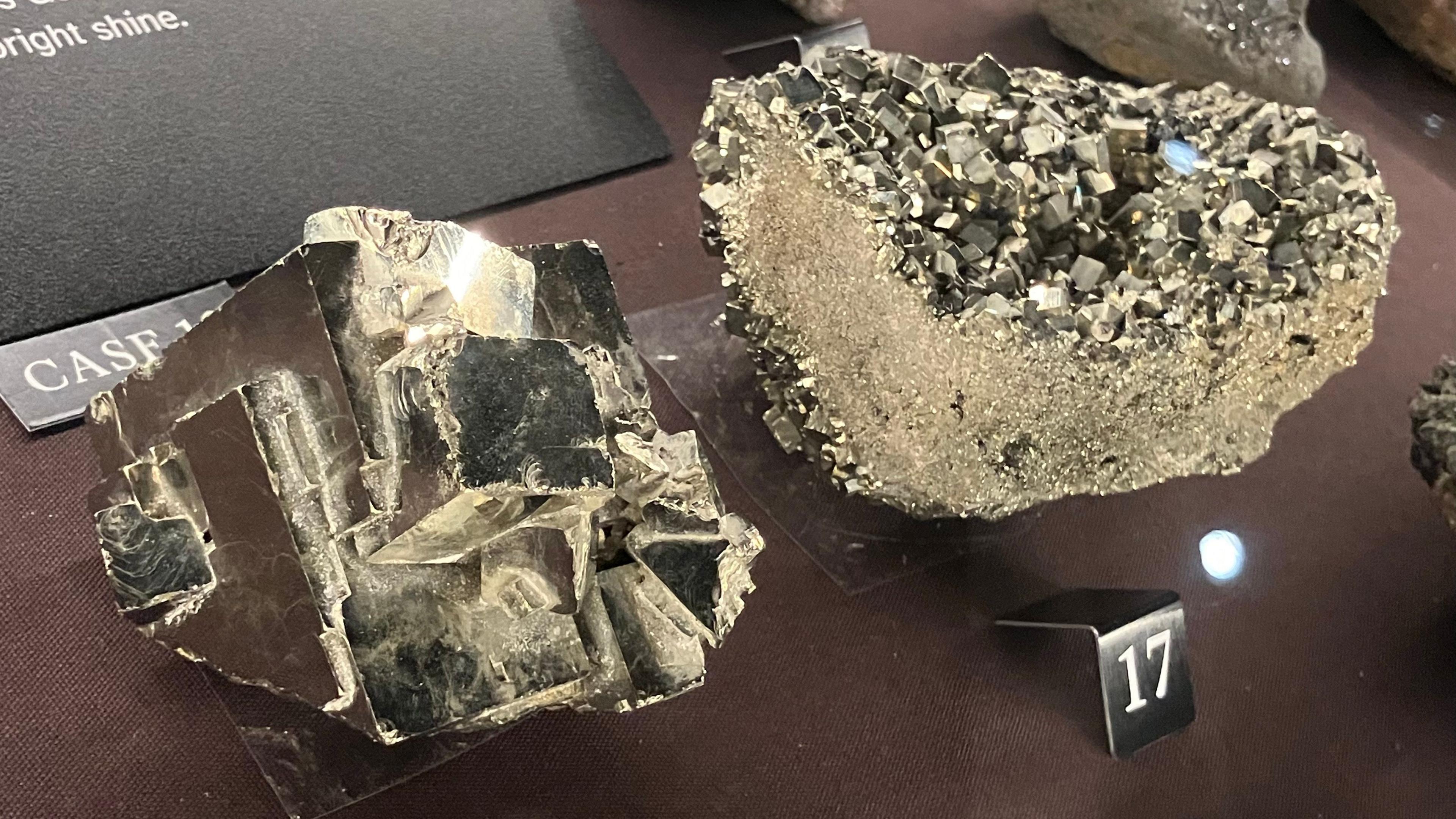 Iron pyrites crystals at the Royal Cornwall Museum