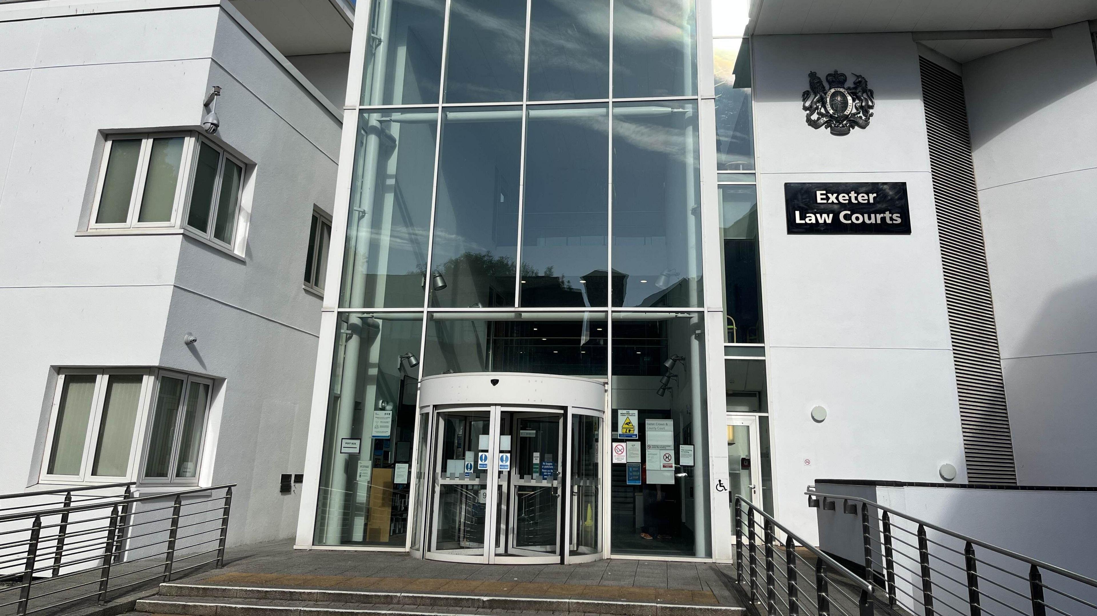 The front entrance of the Exeter Law Courts building, which houses Exeter Magistrates Court