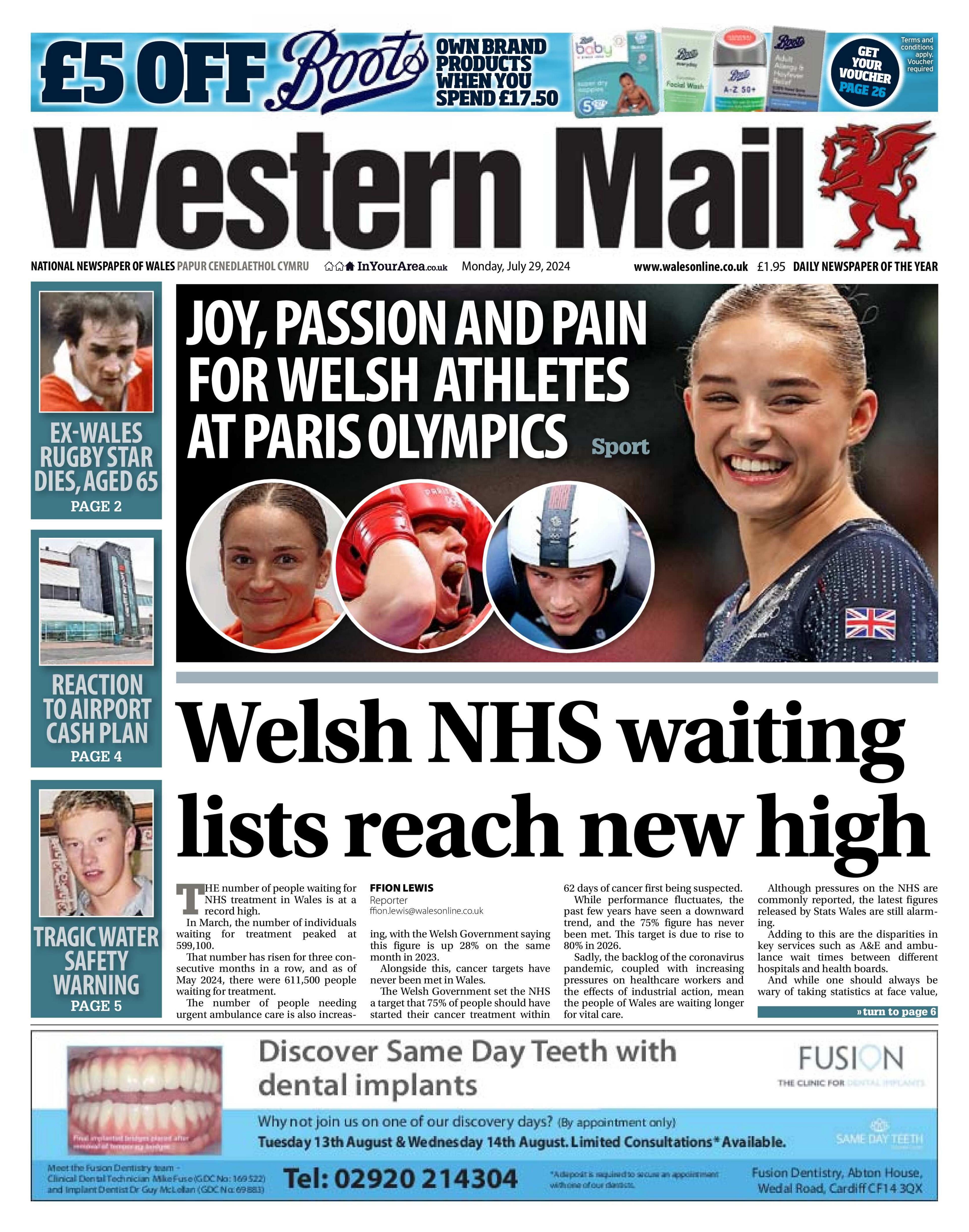Western Mail front page