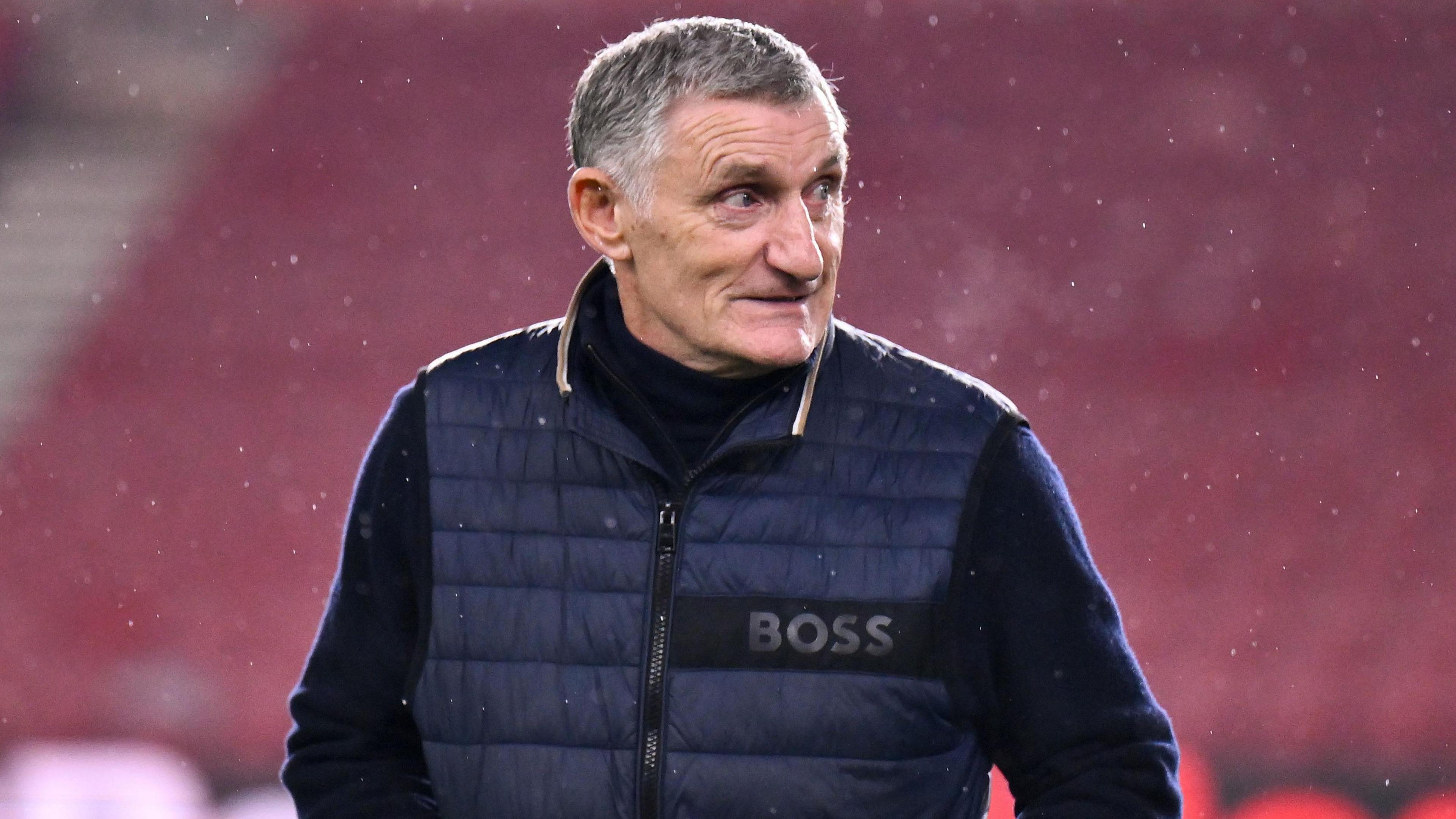 Tony Mowbray takes a pre-match walk ahead of the Boro-Baggies match at the Riverside